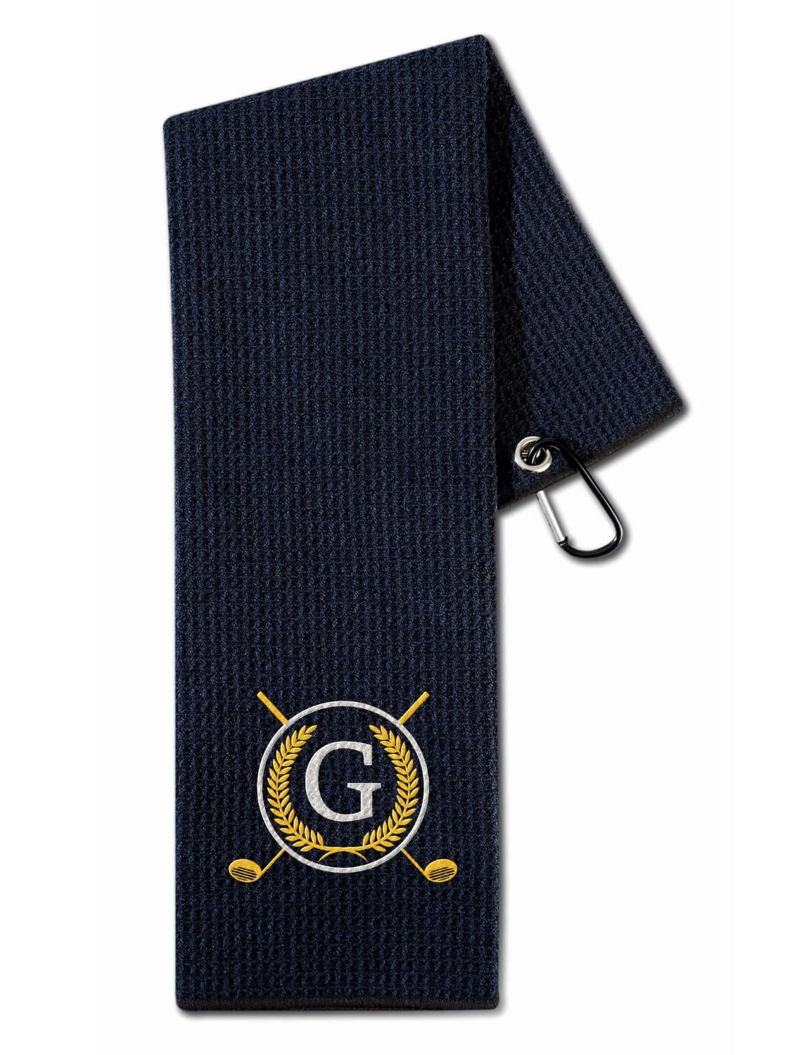 CybGene Golf Towel with Monogrammed Embroidery, Initial Golf Gifts, Personalized Golf Accessory for Men, Women on Birthday, Retirement, Microfiber Golf Towel, Black-G โ image 1