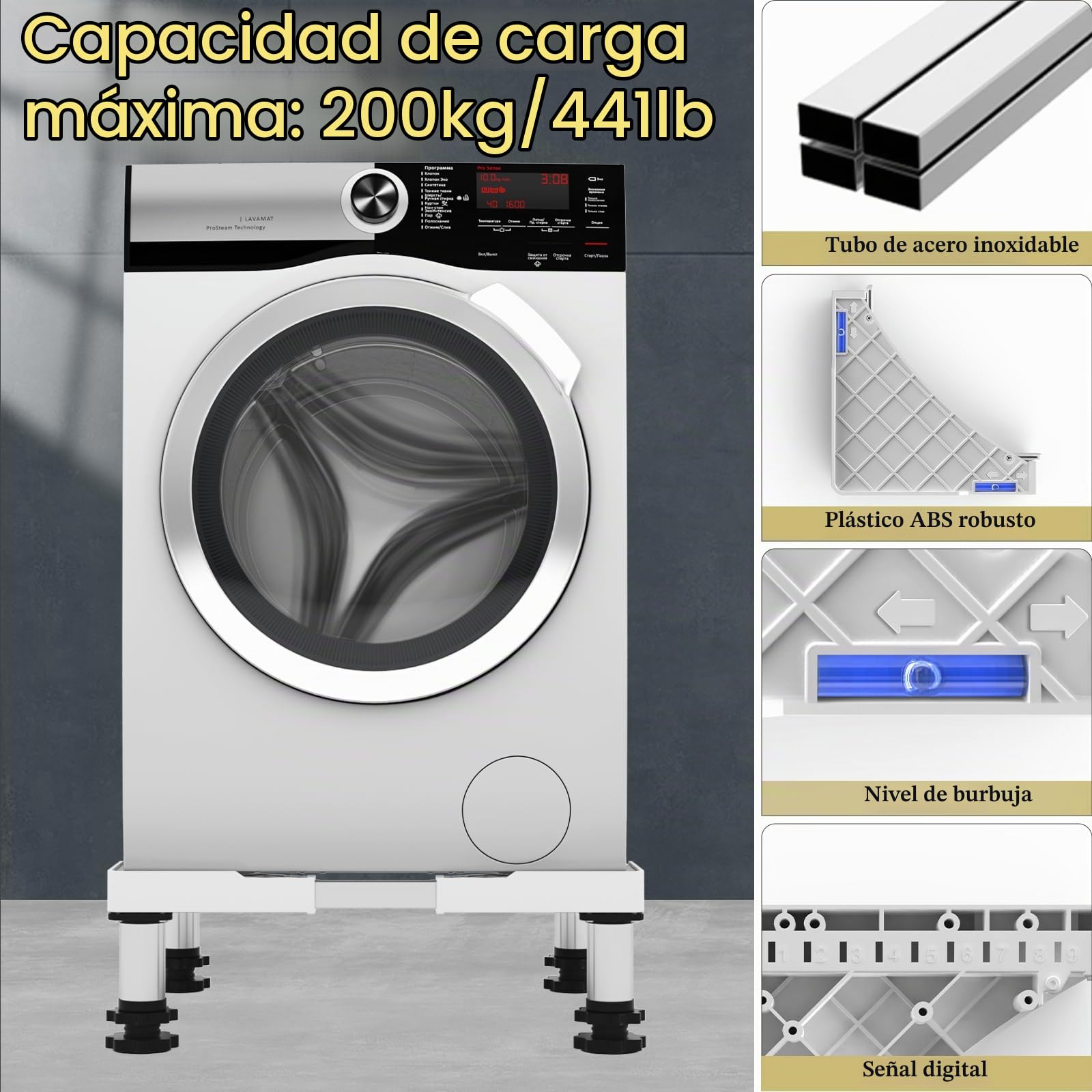 DEWEL Soporte Lavadora Ajustable para Lavadoras, Frigoríficos y Secadoras