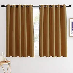NICETOWN Blackout Curtains 54 Inches Long, Thermal Insulated Room Darkening Curtains for Bedroom, Window Treatment Drapes for Living Room Nursery (W66 x L54 Inch, Gold Brown, 1 Panel)