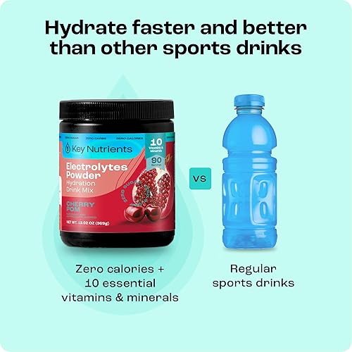 Miniatura 6 de Polvo de electrolitos KeyNutrients sin calorías sabor kiwiframbuesacerezaframbuesa azul en 90 40 o 20 porciones paquetes de viaje de hidratación