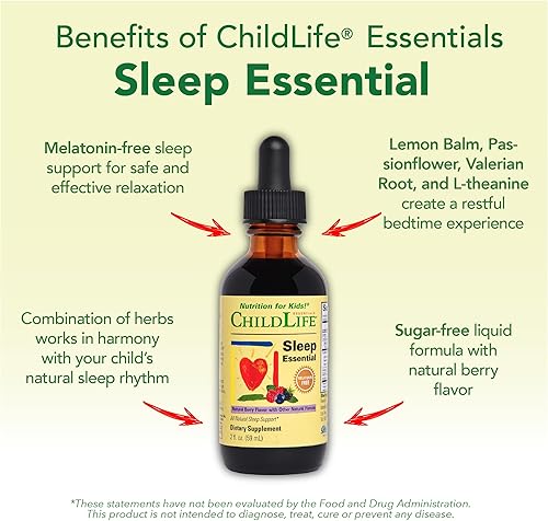 Miniatura 5 de CHILDLIFE ESSENTIALS Sleep Essential - Ayuda natural para dormir para niños, promueve la relajación y el sueño saludable, sin melatonina, sin