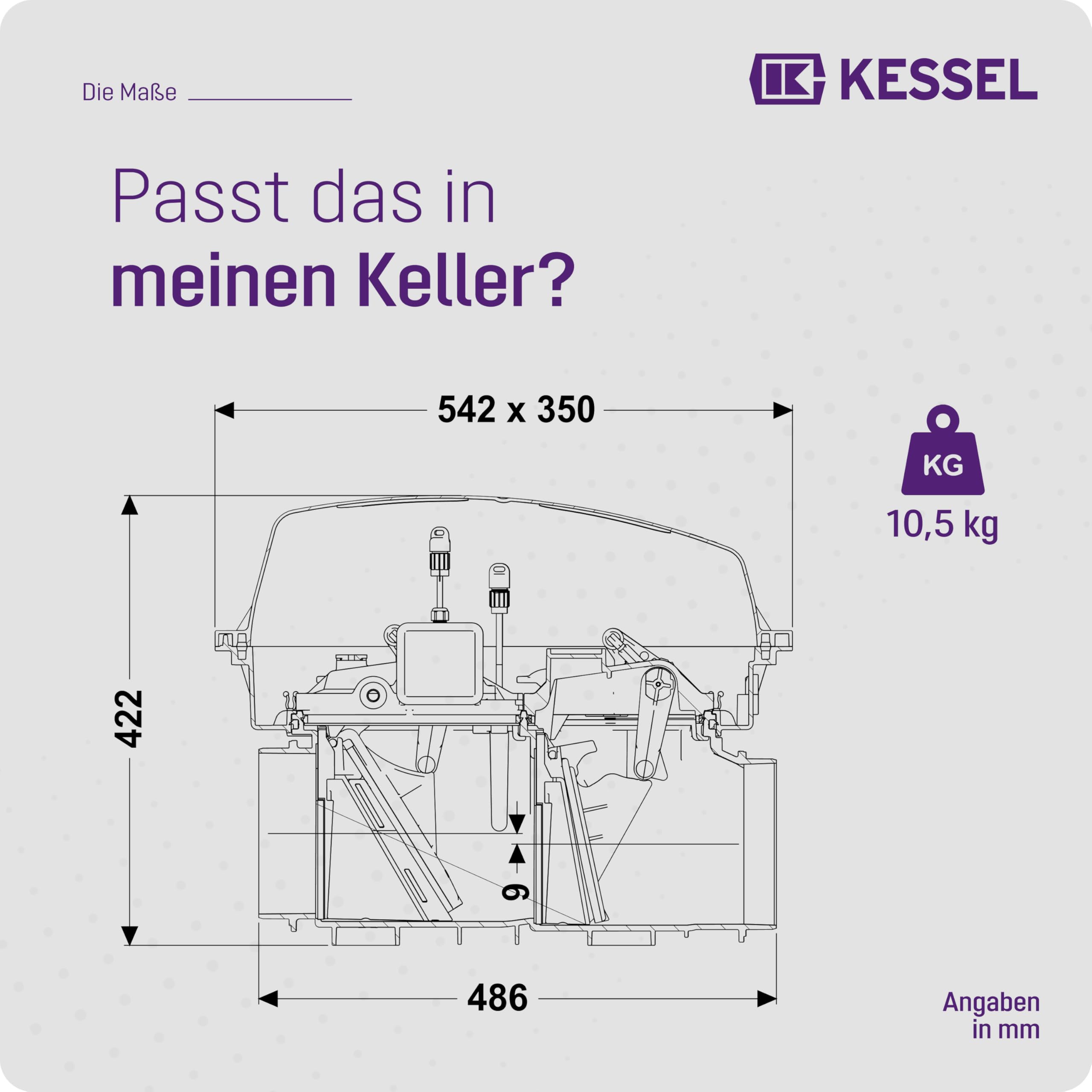 Kessel Rückstauautomat Staufix FKA DN 100 Typ 3, fäkalienhaltig 84100 | Premium-Rückstausicherung für Abwasser, WC, Bad, Schaltgerät Comfort mit optischer Sonde, GSM, USB, EN 13564