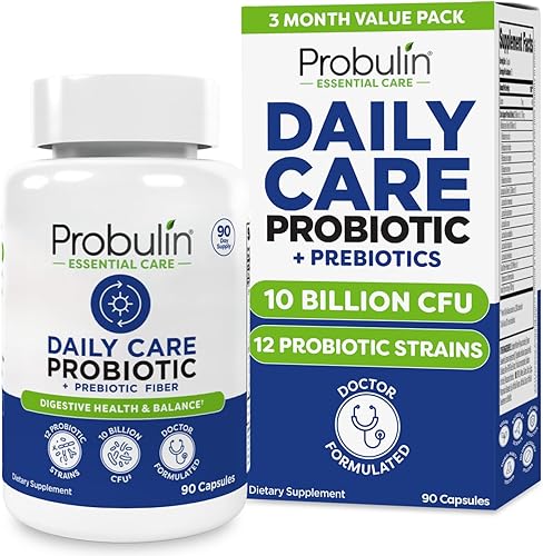 Probulin Suplemento probiótico de cuidado diario, cápsulas de apoyo para la salud digestiva, intestinal e inmune para hombres y mujeres, 10 mil
