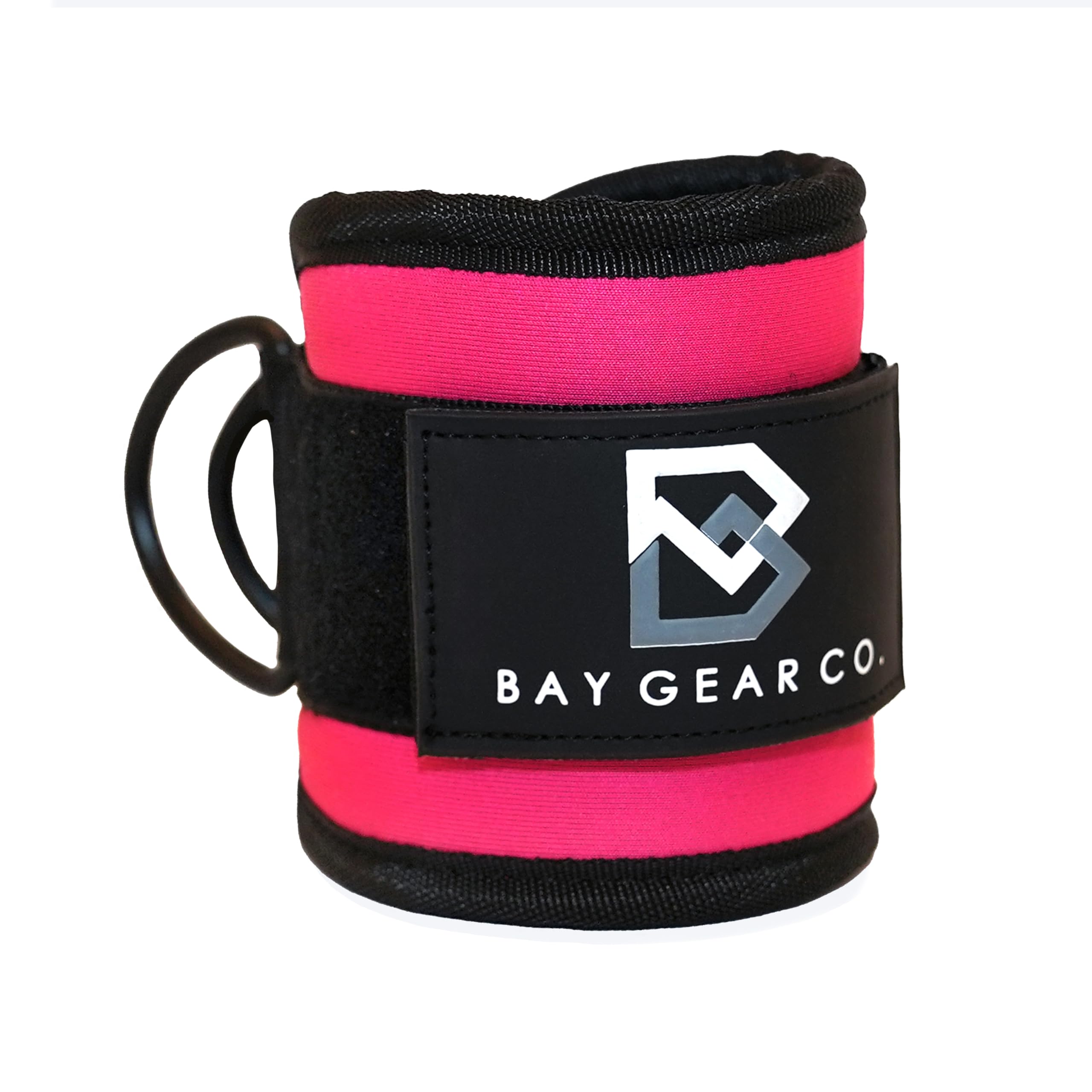 Bay Gear Co. Ankle Straps – Strong Hook and Loop System &amp; Neoprene Padded for Cable Machine Glute Workouts, Slick Black Stainless Steel D Ring, Adjustable Fit, Different Design, Single/Pair.