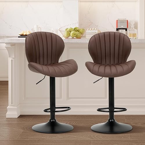 COLAMY Bar Stools Set of 2, Modern Swivel Bar Chairs,