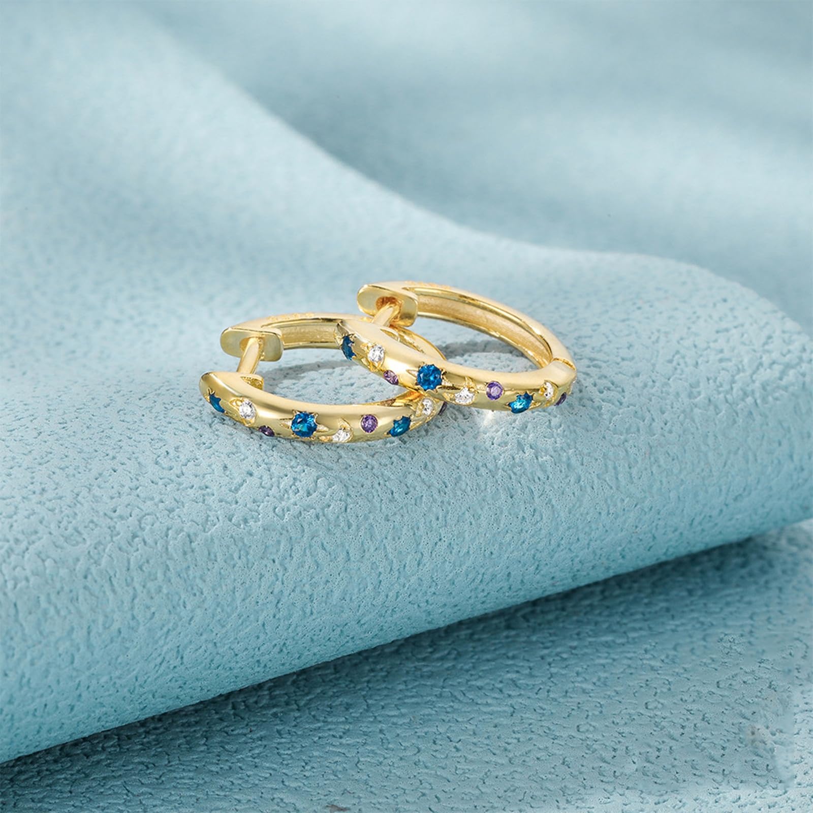 Orecchini Argento 925 Zircone Intarsiato Oro Orecchini Da Donna A Cerchio