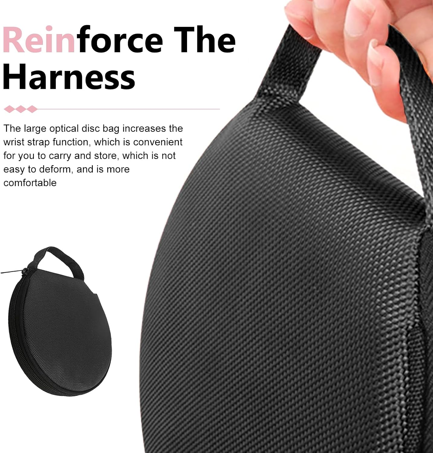Car CD Storage Bag, Oxford Cloth Round CD Wallet with Carrying Strap Dividers, 20 Capacity Portable DVD Case Storage Bag, Universal for Car, Home, Travel (Black)