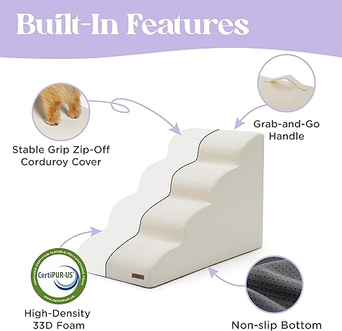 Miniatura 3 de Lesure - Escaleras para perros y gatos pequeños, rampa para cama y sofá con espuma certificada CertiPUR-US con parte inferior antideslizante, color