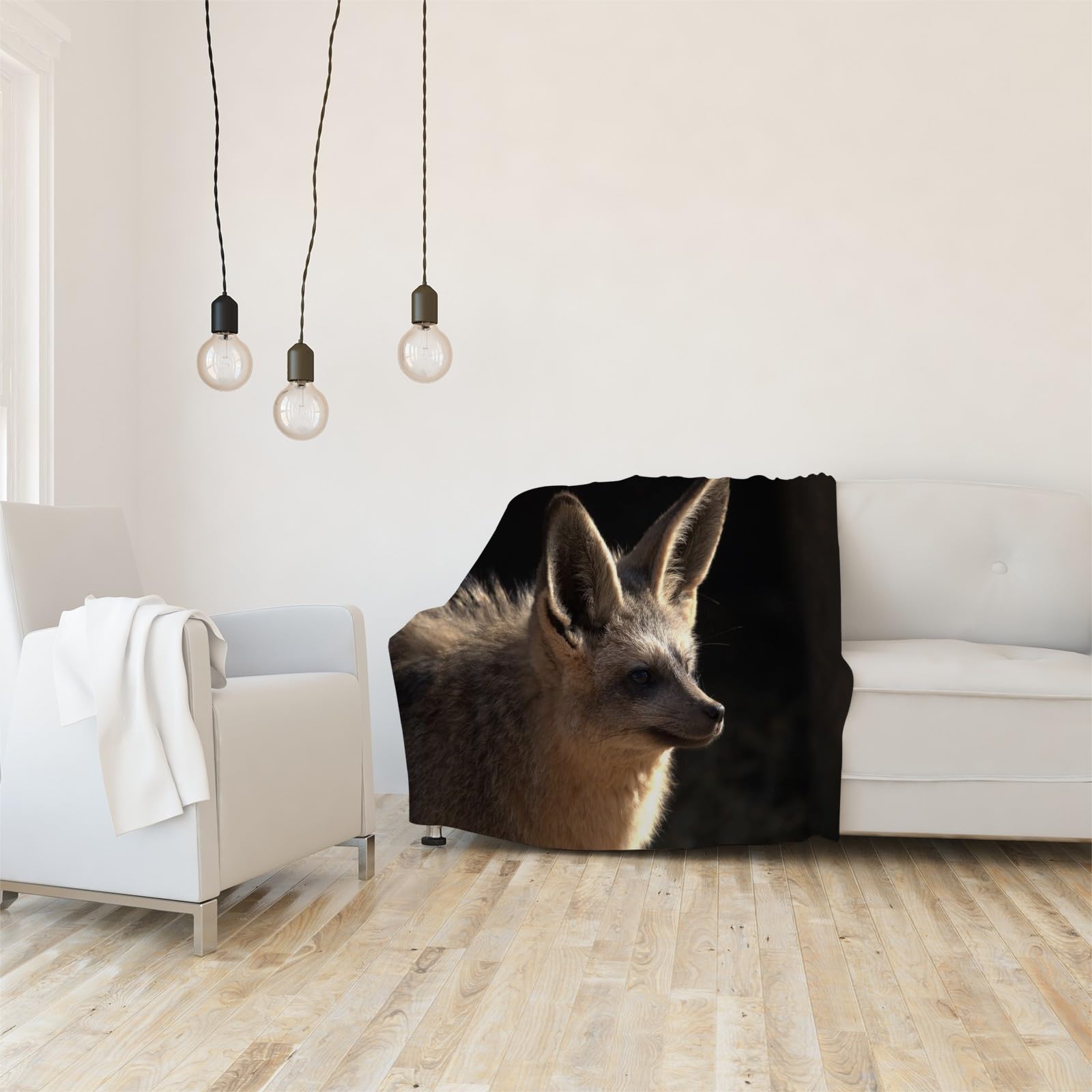 Koc z lisem z dużymi uszami kocy dla zwierząt koc łóżko pojedyncze ciepło miękki koc na sofę flanelowy 180 x 200 cm na wszystkie pory roku