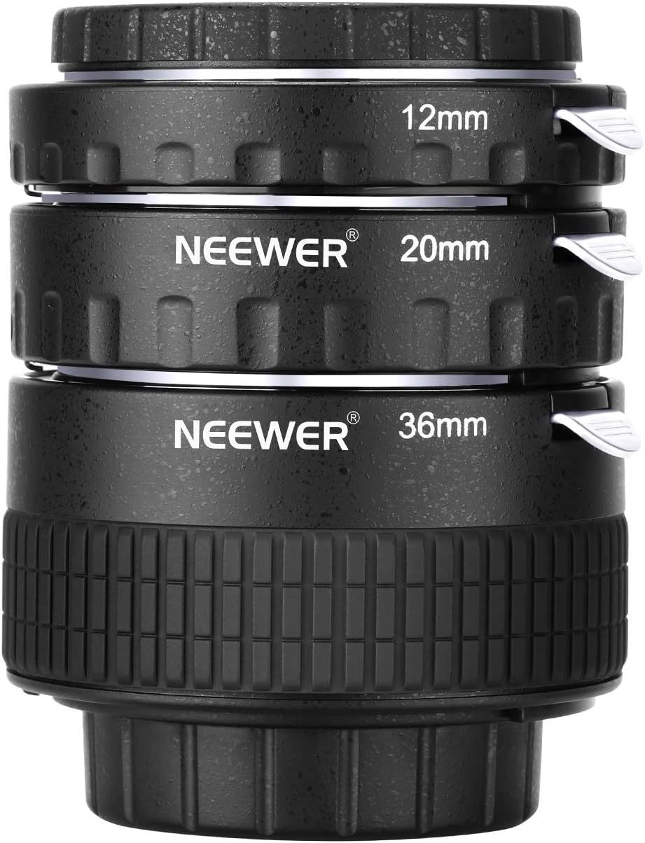 Neewer Metal Auto Focus AF Macro Extension Tube Set 12mm, 20mm, 36mm for Nikon F Mount DSLR Cameras