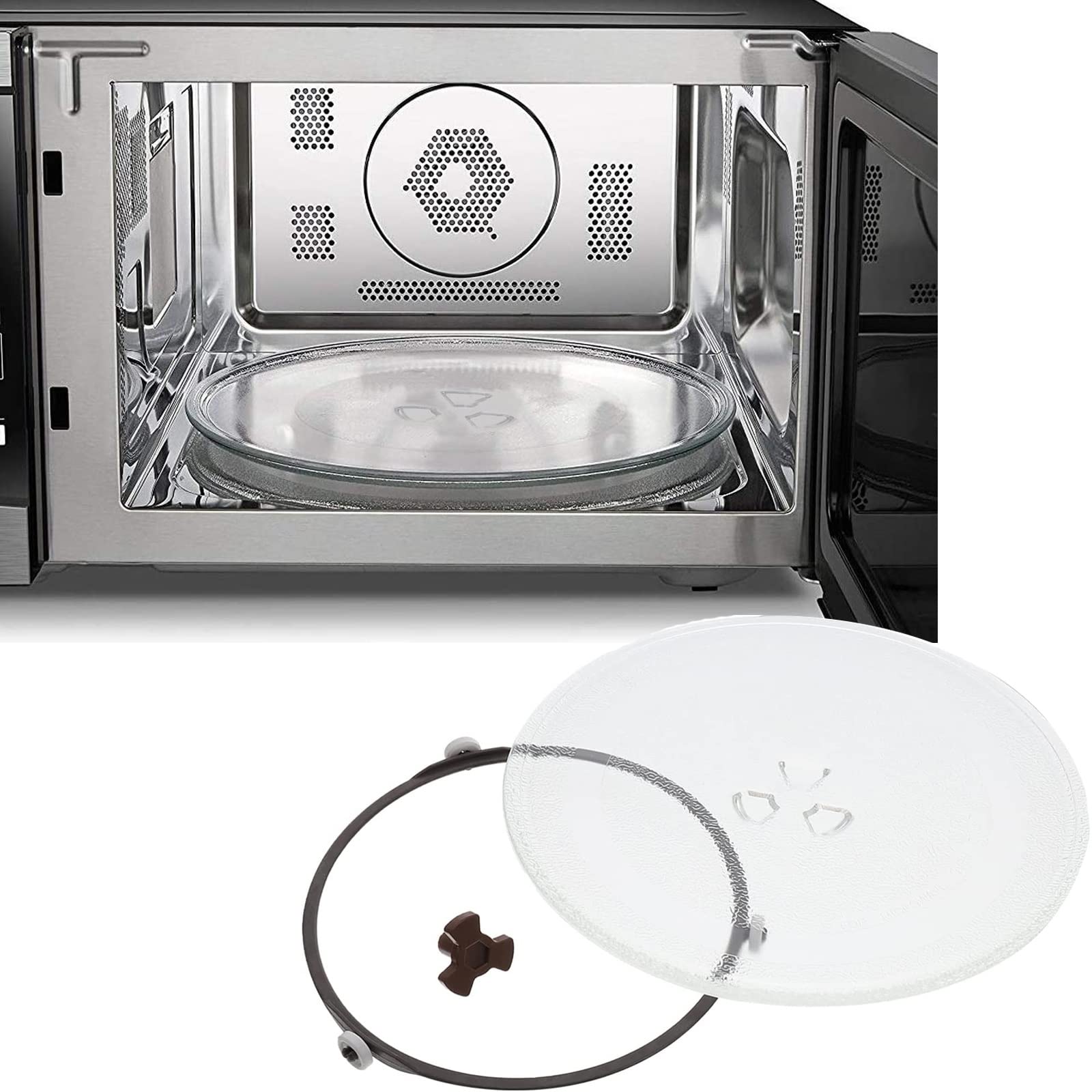 LIGUOYI Transparent Mikrowellen-Drehteller Glasplatte-mit Koppler Hochtemperaturbeständig Teller Glasteller Glatt Und Strapazierfähig, Für Diverse Mikrowellen, Robuste Mikrowellenteller