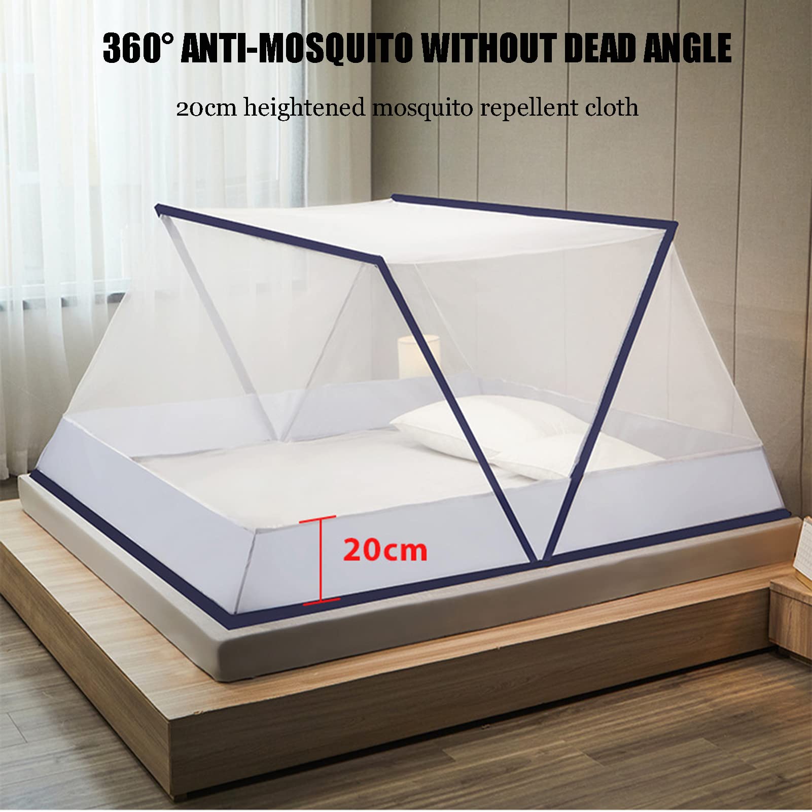 Mosquitera Plegable Ultraligera para Playa, Cama de Viaje, fácil instalación y Plegado, para Adultos, sin Fondo, para Dormir, mosquitera para Exteriores, Gris, 160 x 190 cm.