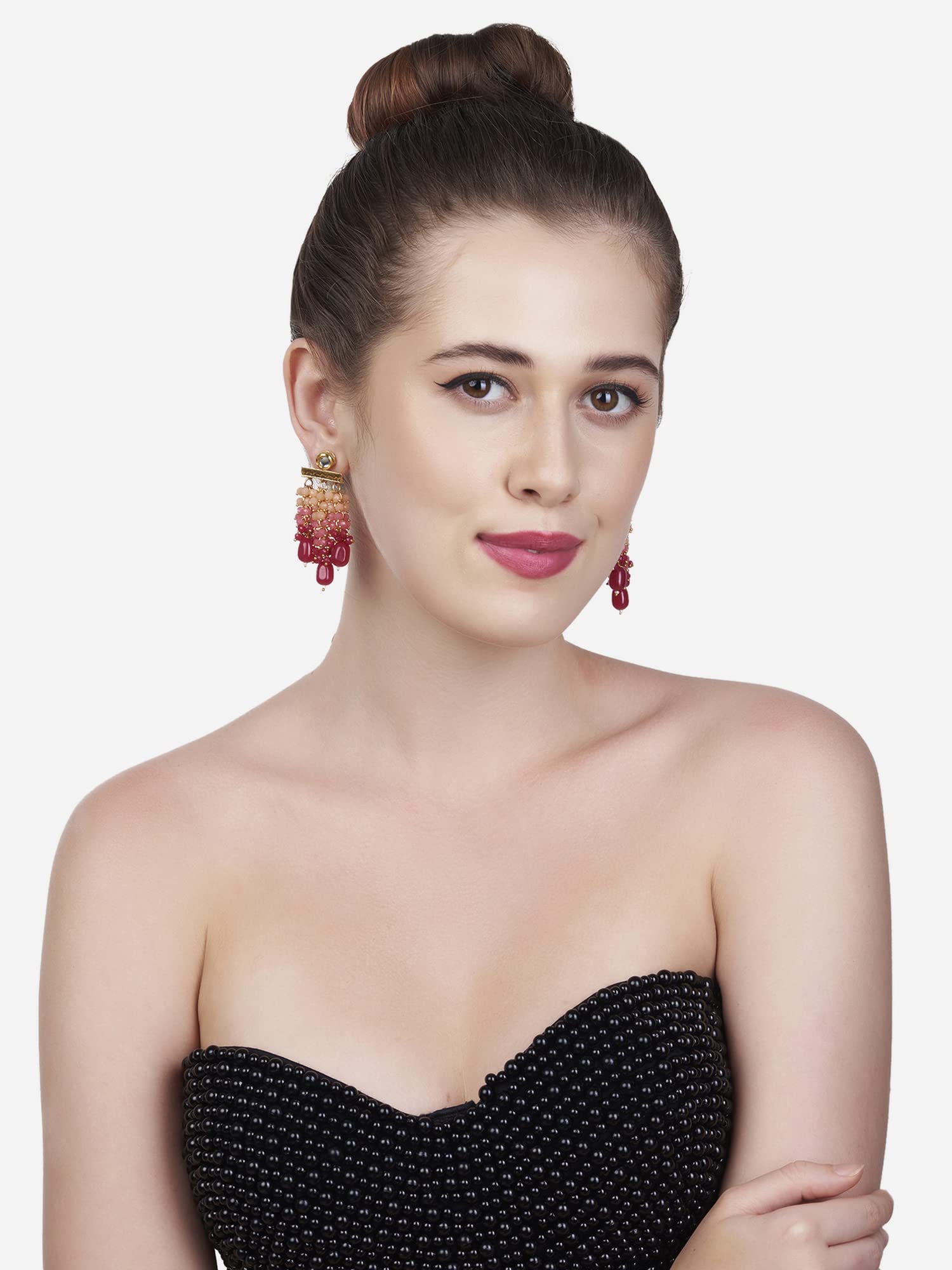 Traditional Drop Earrings with Clustered Beads