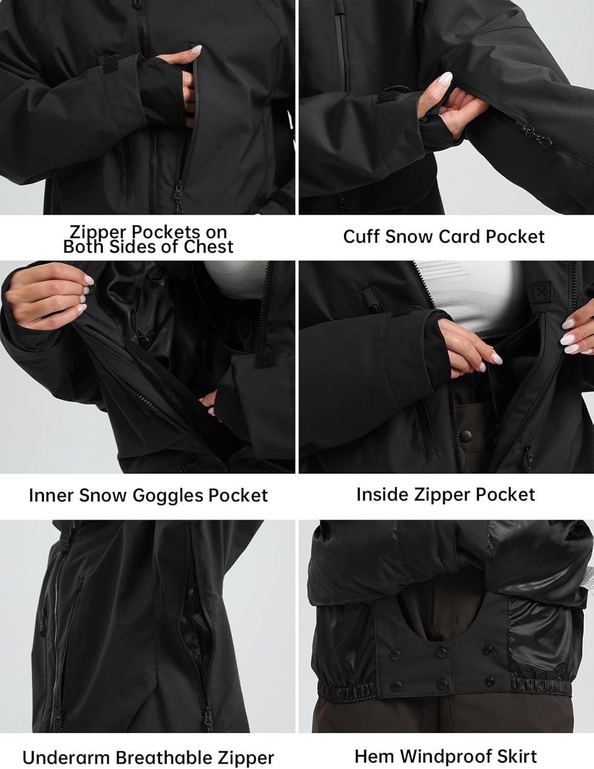 GSOU SNOW Mens Ski Jacket and Pants Set Ski Suit Snowboard Bibs Snowsuit Snow Coats Waterproof Hooded