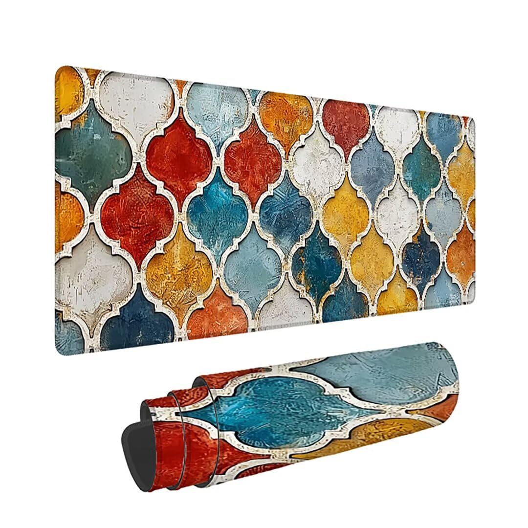 Podkładka pod mysz do gier XXL - 1200x600x3mm - Nowoczesna duża antypoślizgowa podkładka pod klawiaturę biurową z przeszytymi krawędziami, wielokolorowa duża podkładka pod mysz do gier do biura i domu