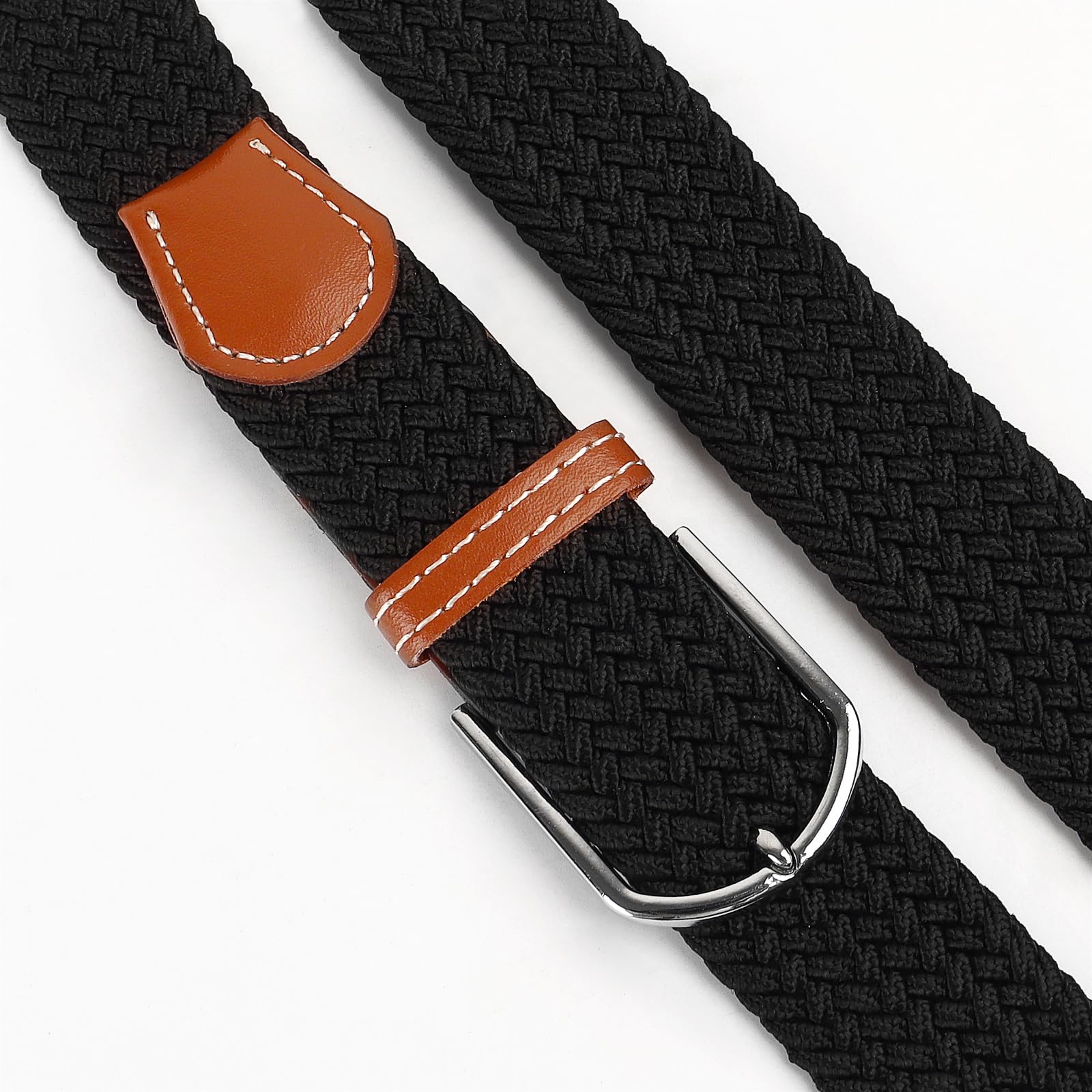 Multicolored Woven Stretch Belt for Men and Women, Braided Elastic Golf Belts Jeans Casual Pants Sport Belt
