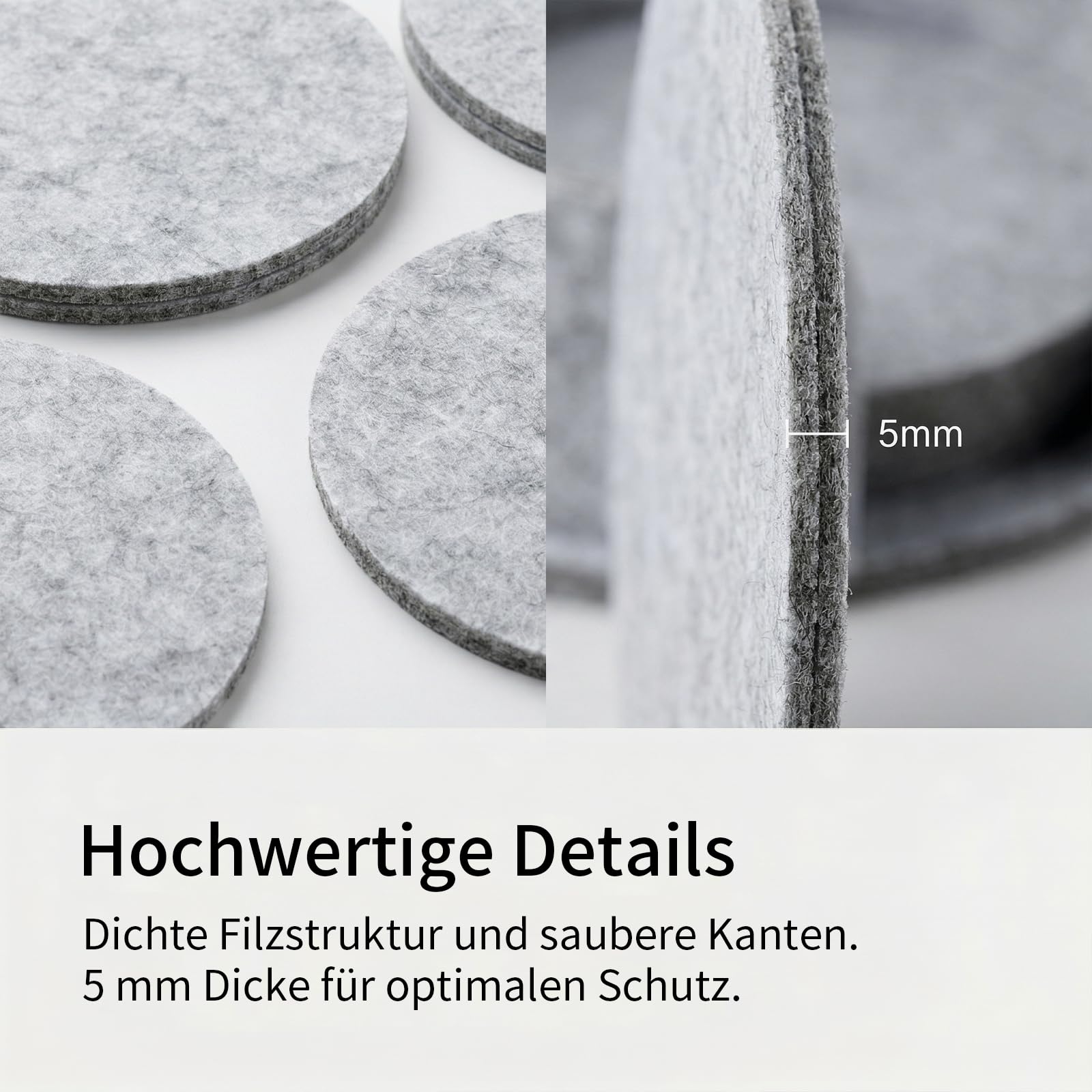 60 Stück Filzuntersetzer Rund, 10 cm Durchmesser Hellgrau Filz Untersetzer, 5 mm Dick Untersetzer für Tassen