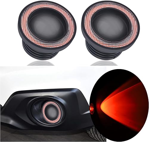 2 luces antiniebla con halo de ojo de ángel para autos, luces antiniebla LED multicolor con apertura COB para iluminación de automóvil, bombilla de