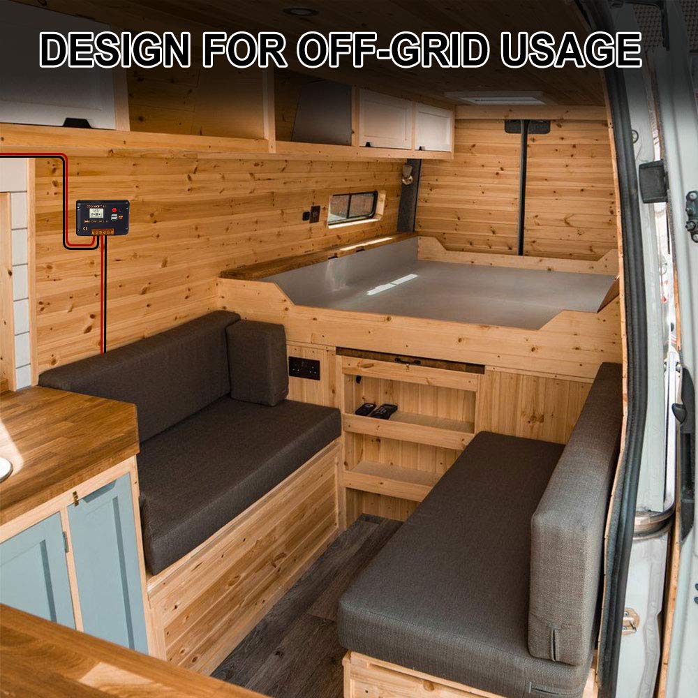 ECO-WORTHY Regulador de Carga Solar 30A 12V/24V Con Dos Puertos USB, Controlador Inteligente de Batería Solar, Pantalla LCD