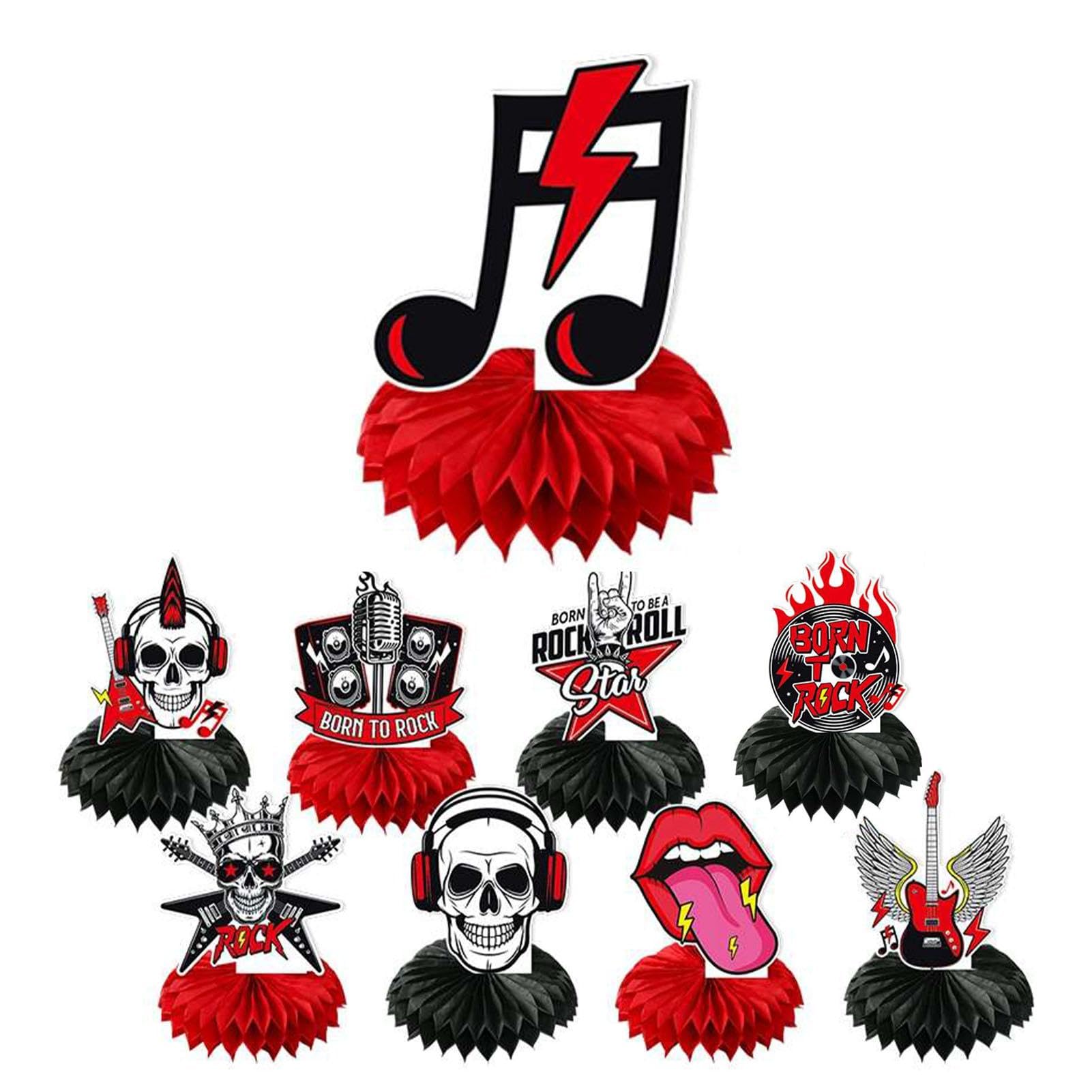 Décorations De Fête Rock And Roll, Y Compris Une Bannière, Une Assiette, Des Serviettes, Des Nappes, Des Décorations De Gâteau, Des Ballons, Des Nappes, Pour Fête Sur Le Thème De La Musique