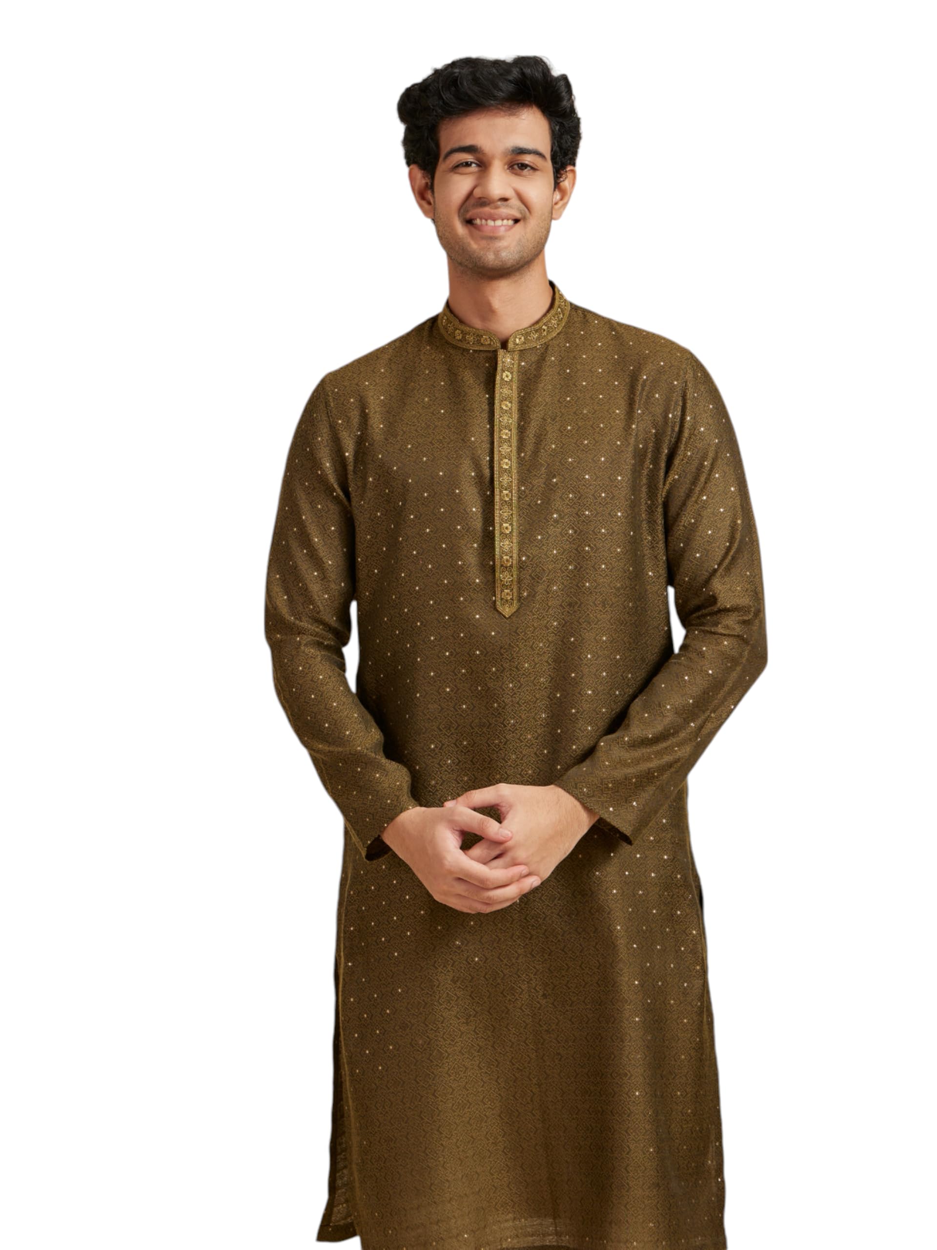 diwas by manyavar Men's Art Silk Printed Embellished Kurta (1pc)-picture-55