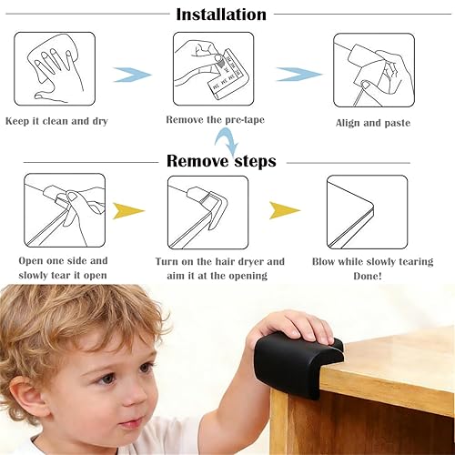 Miniatura 5 de Paquete de 12 protectores de esquinas suaves para bordes y esquinas a prueba de bebés, parachoques de seguridad para muebles para mesa, chimenea,