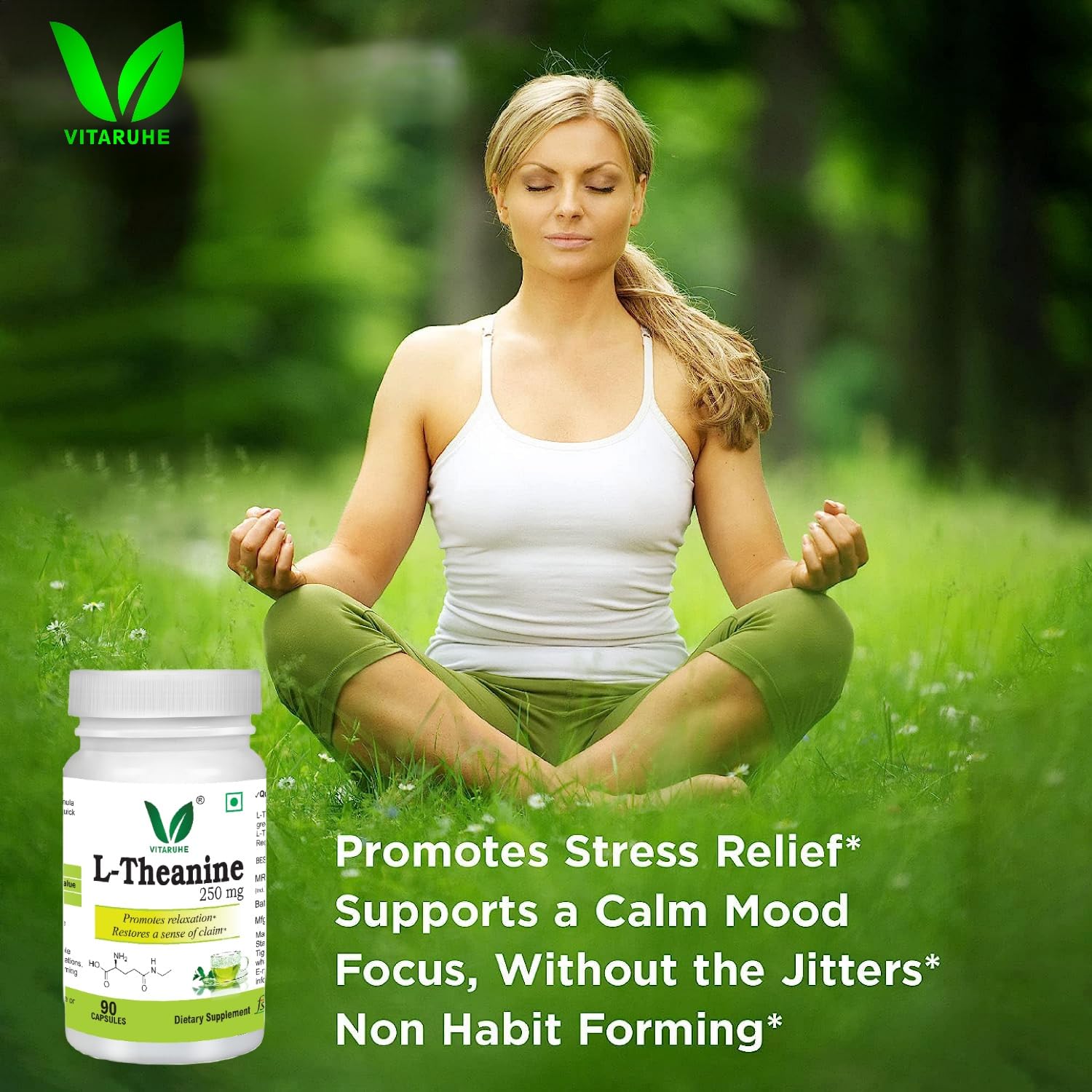 VITARUHE® L-Theanine 250 mg - Promotes a Relaxed State & Healthy Stress Response* -90 Capsules 2