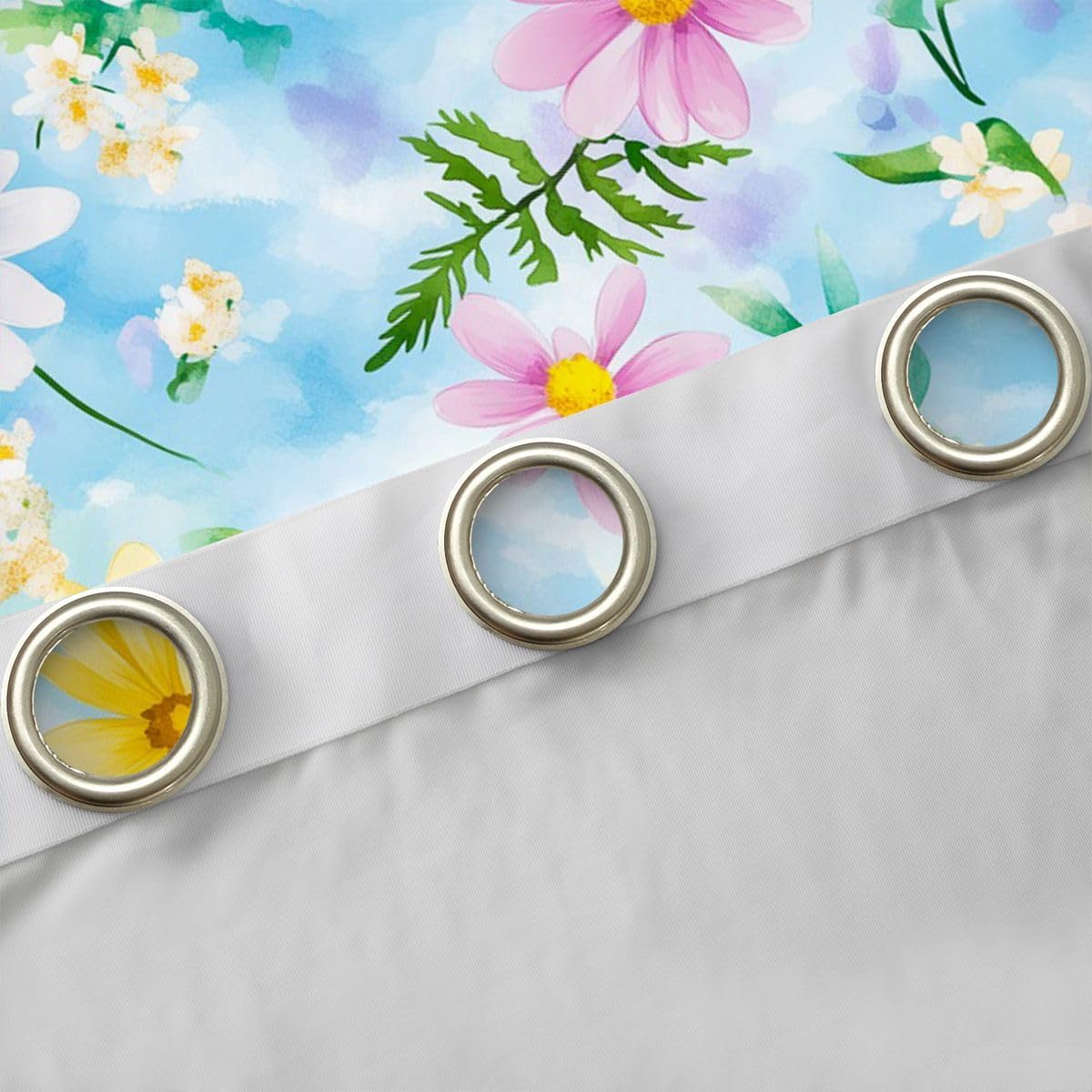 Lot de 2 rideaux de fenêtre XXL - 260 x 140 cm - Aquarelle - Motif fleurs sauvages - Rideaux occultants - Dreamy Sky - Pour adultes et enfants