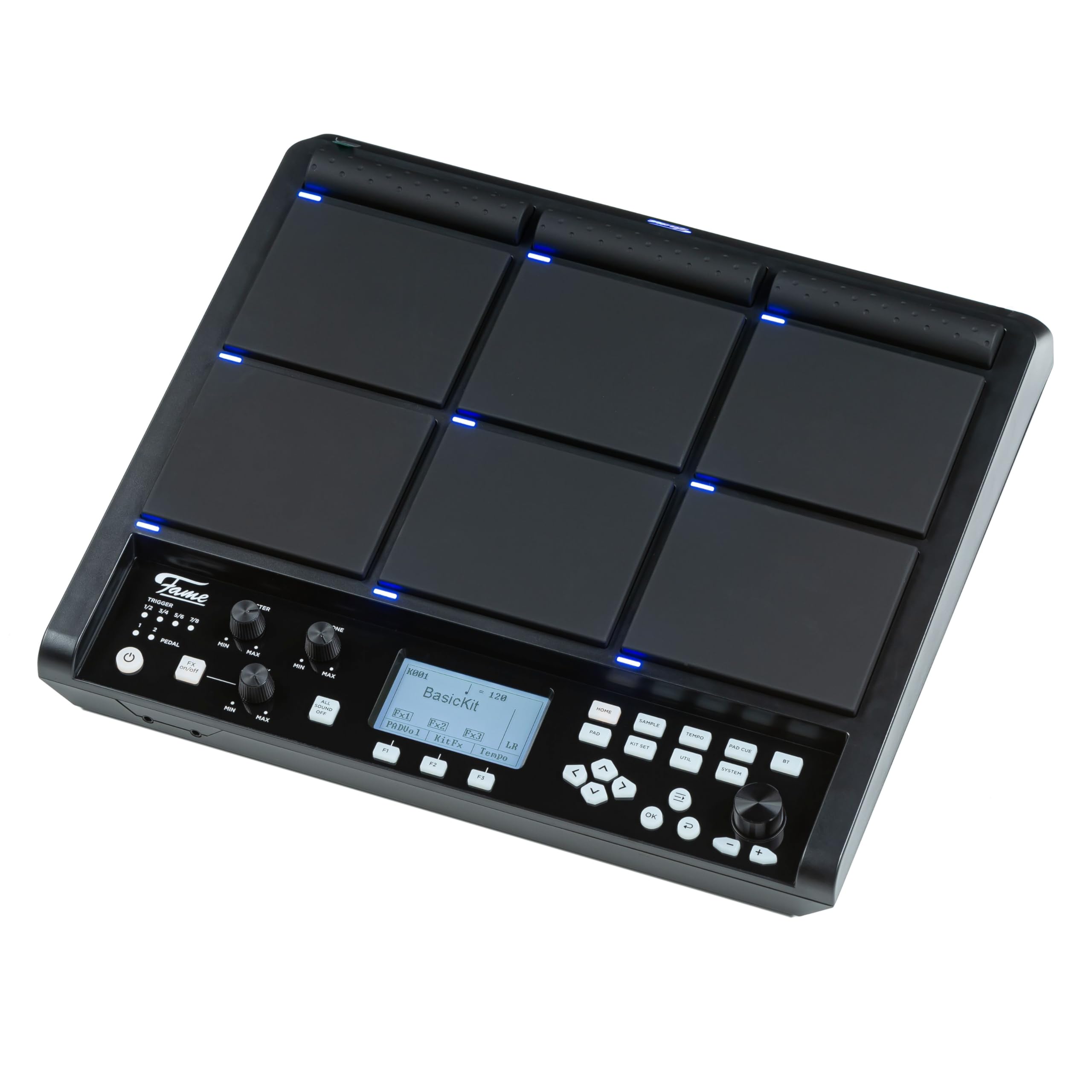 Fame SPD Hybrid Wave Sample Pad with its power adapter connected.