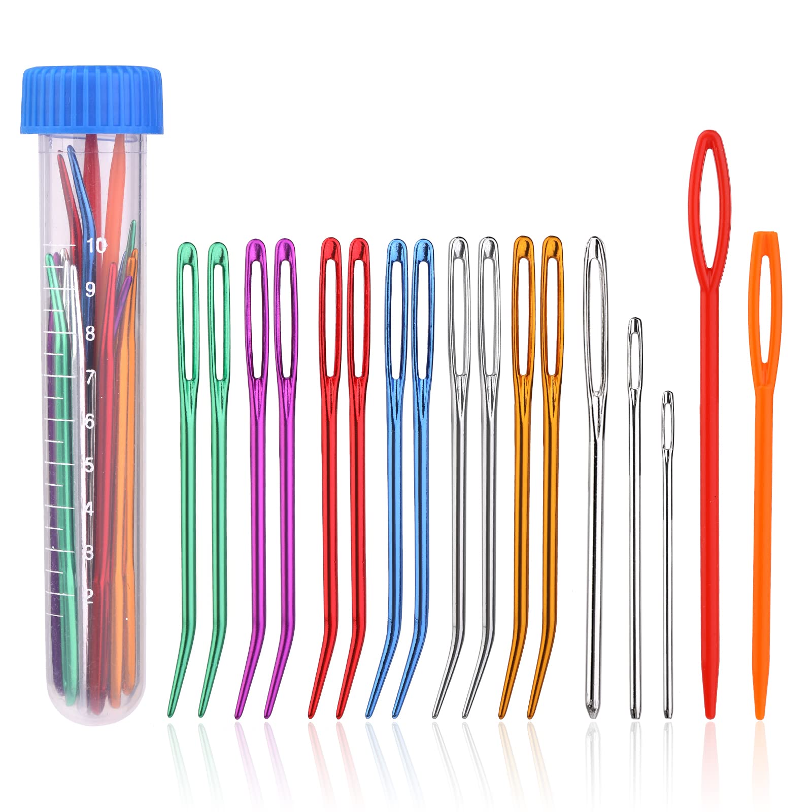 SUVSOON Yarn Needle Set, 17-Piece Bent Tip Tapestry Needles with Large Eye and Blunt Tips for Hand Sewing Knitting, Crochet