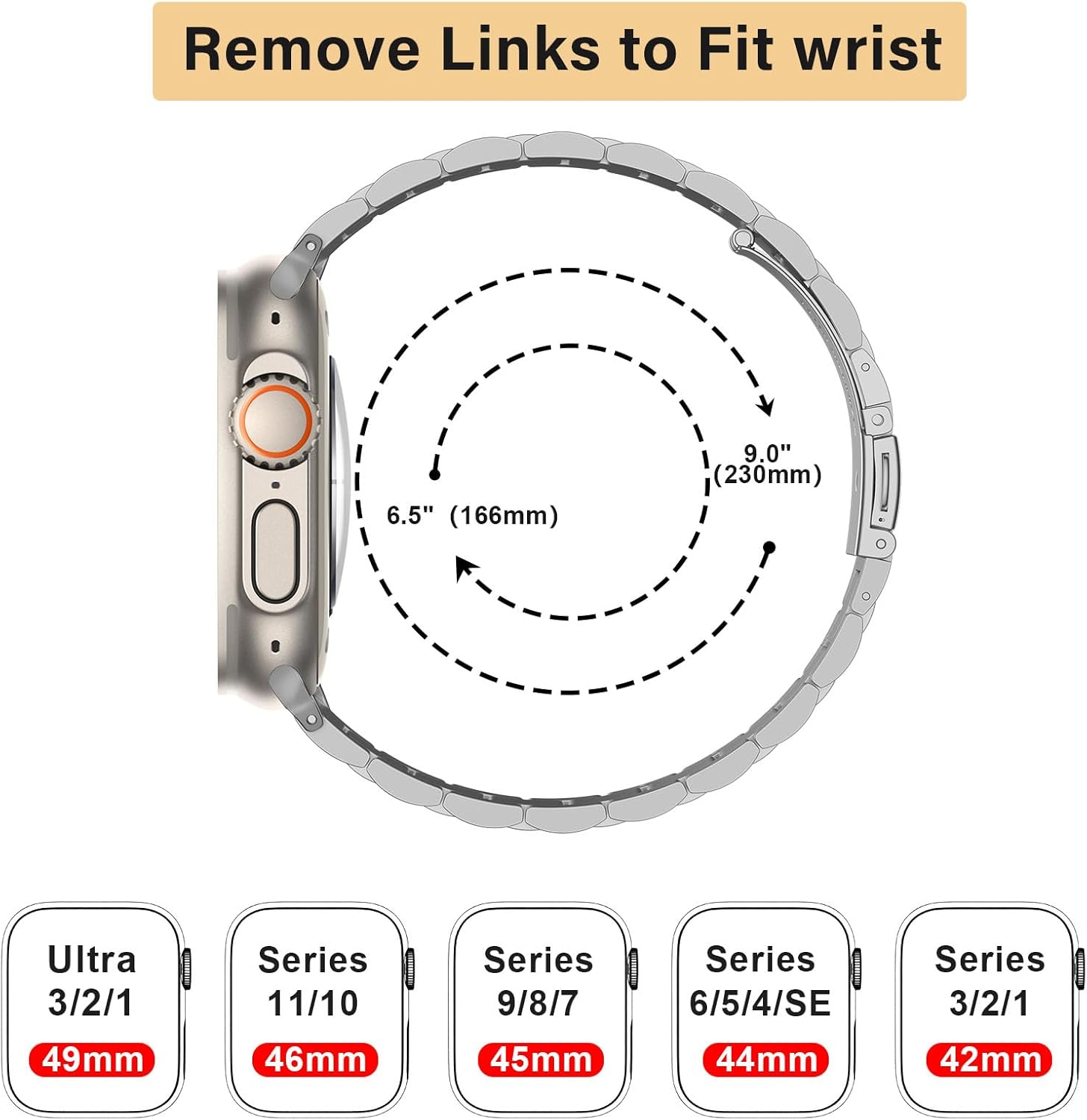 No Tool Needed Bands Compatible with Apple Watch Band 49mm 46mm 45mm 44mm 42mm for Men Women, Detachable Metal Strap for iWatch Ultra 3/2/1 Series 11 10 9 8 7 6-1, SE (Silver) - Image 7