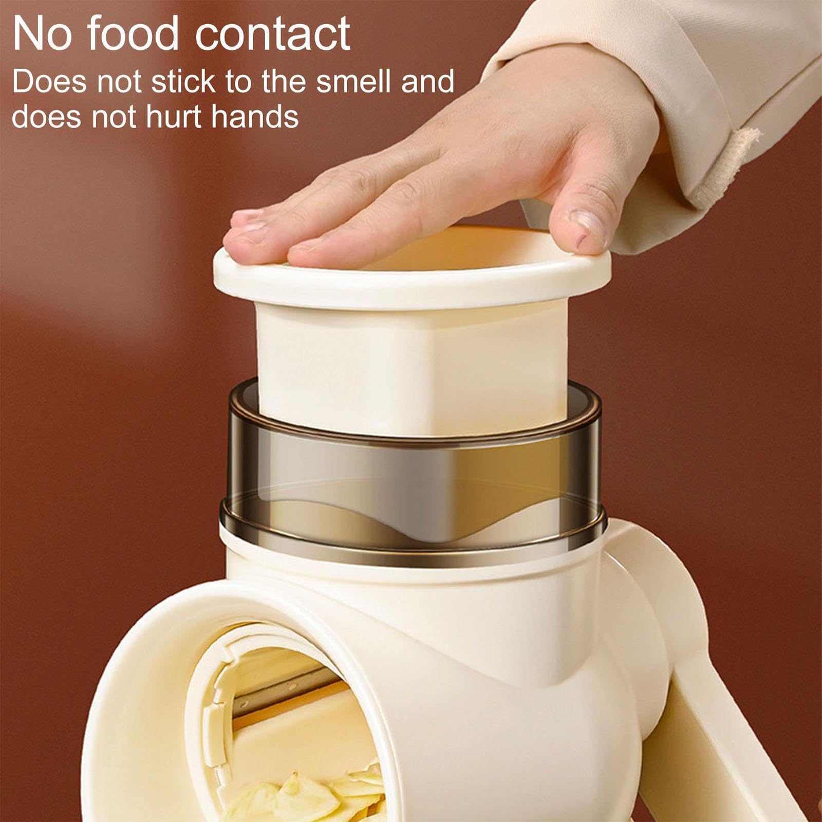 Rallador giratorio con base de succión, cortador de verduras multifuncional, 6 cuchillas intercambiables de acero inoxidable, fácil de limpiar para verduras y frutas