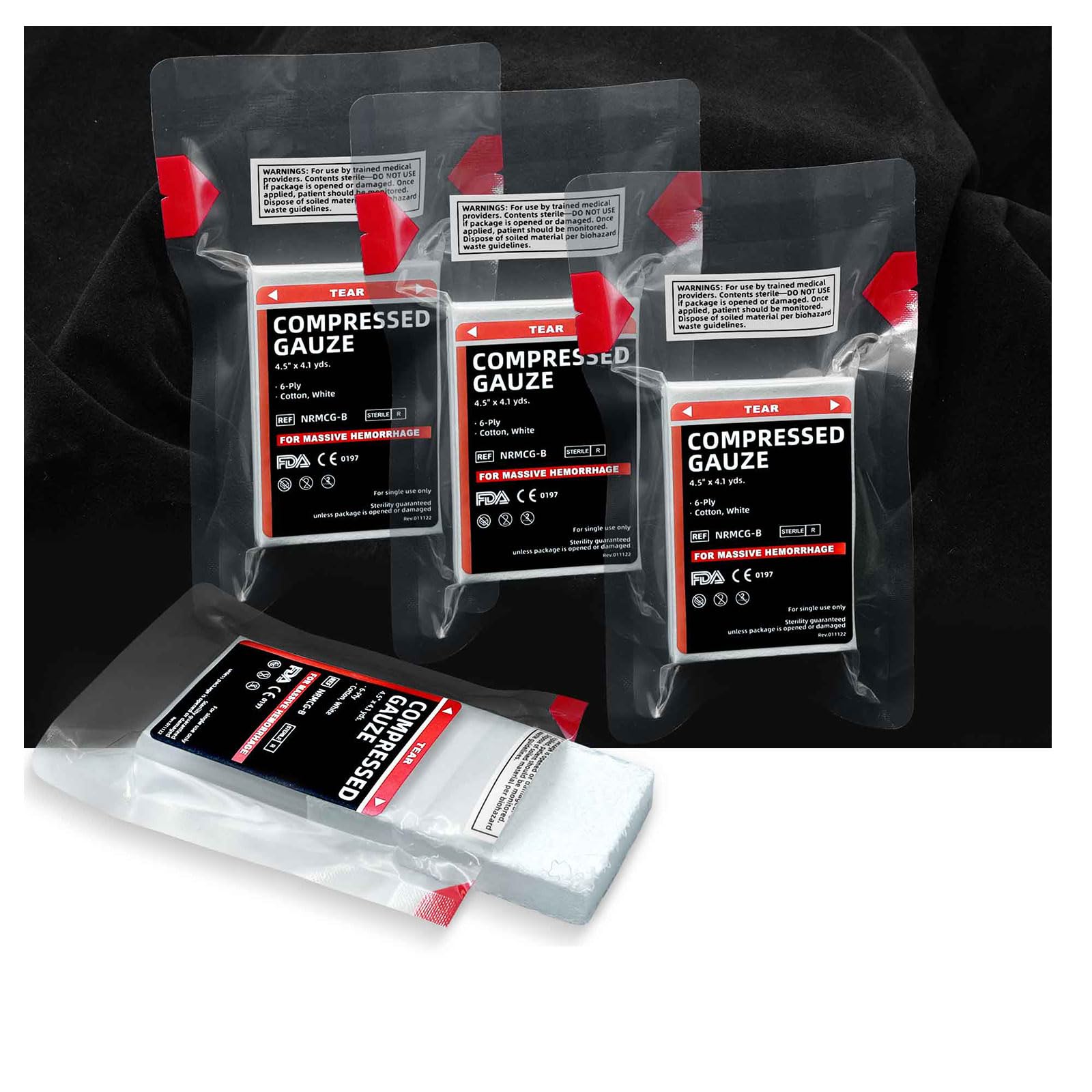 Sterile Compressed Gauze for Wound Packing, Emergency Compress Gauze Fold Bandage Roll for Home Basic First Aid Medical Ifak Tactical Outdoor (4)