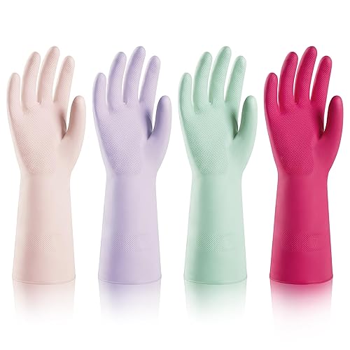 ThxToms 4 pares de guantes de nitrilo para lavavajillas y cocina, reutilizables, sin goma, guantes de limpieza del hogar, limpieza de la cocina y el