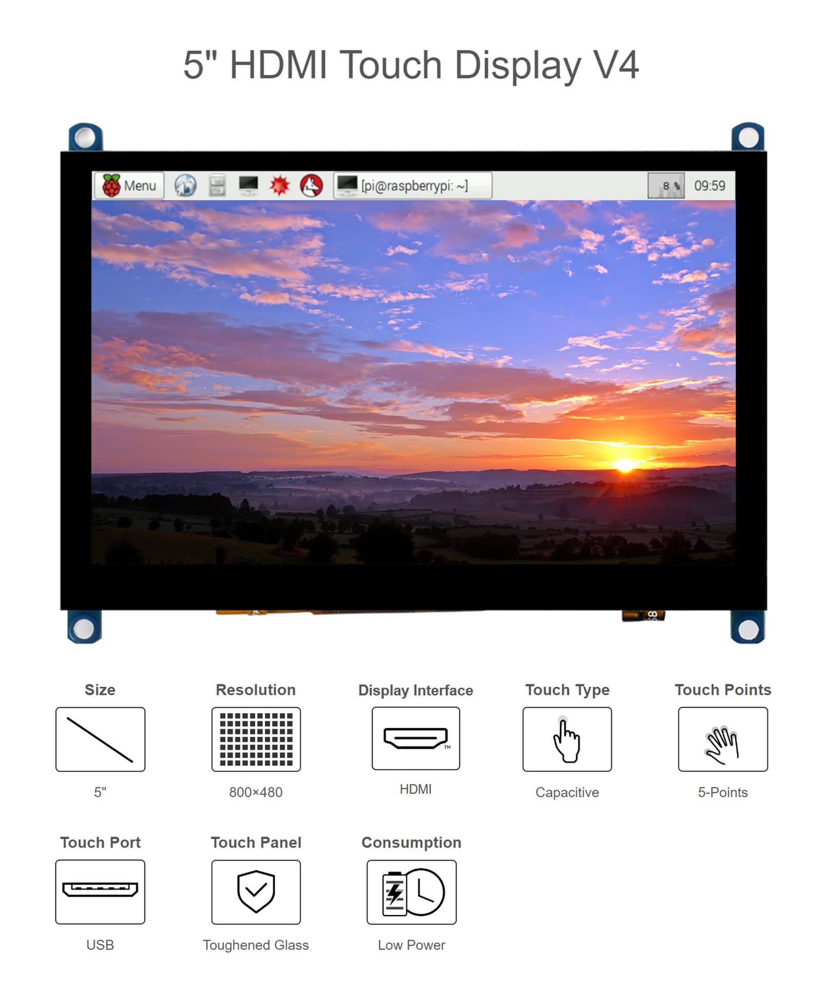 waveshare 5inch HDMI LDC(B)液晶タッチパネル Amazon.com: Waveshare 5 Inch HDMI LCD Screen 800x480 TFT