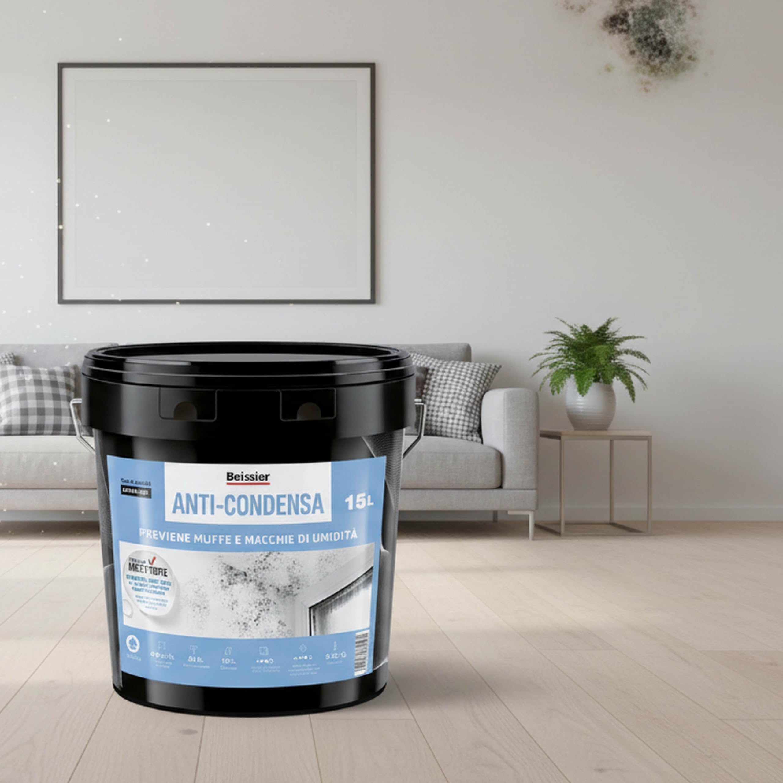 Pittura Antimuffa e Anticondensa per Interni Aguaplast – Elimina Muffa e Umidità – Isolante Termico per Pareti Fredde – Ideale per Bagno e Cucina – Bianco 4lt