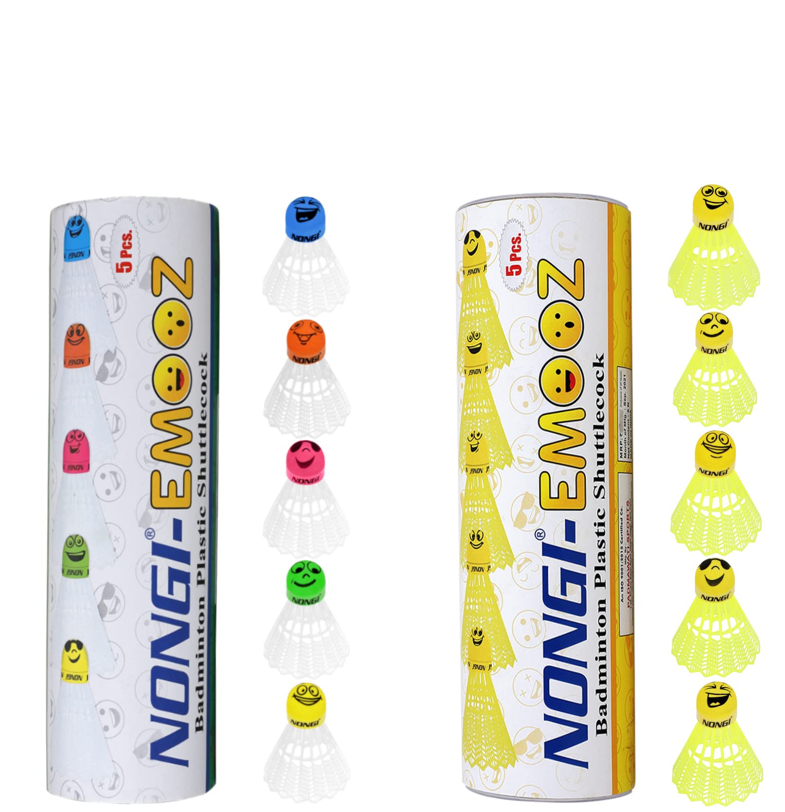 Badminton Plastic Shuttlecock Combo Pack of 10 shuttles (5 Emooz White Plastic shuttles & 5 Emooz Yellow Plastic Shuttlecock) for Indoor, Outdoor Badminton Sports Speed - Medium 77-picture-13