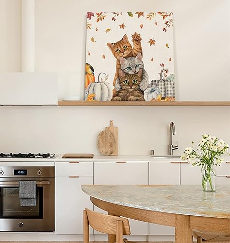 Miniatura 6 de Chucoco Otoño Granja Gato Cuadrado Pinturas al óleo sobre lienzo Arte de pared de Acción de Gracias Animales Imágenes Impreso Obras de Arte con