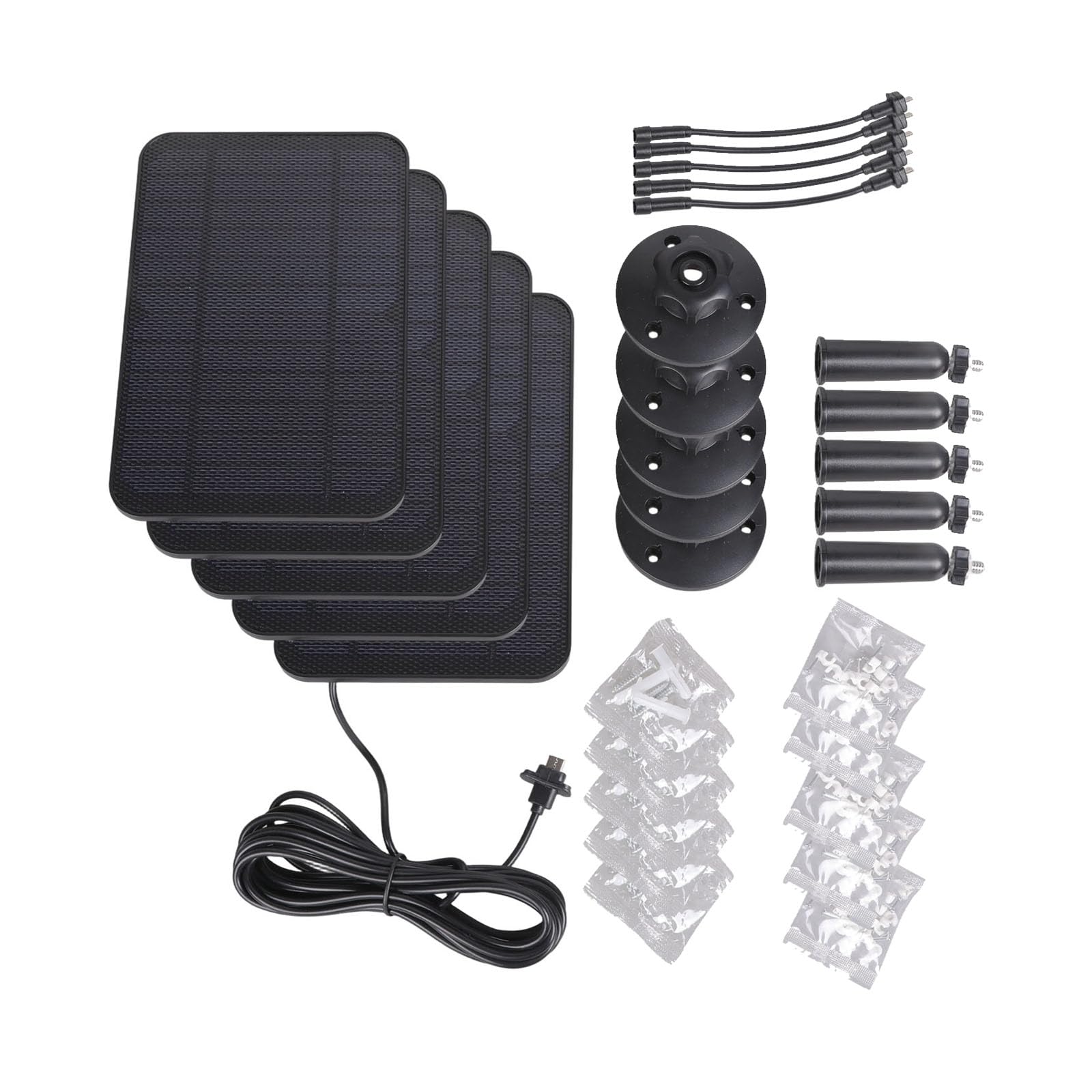 5 Stück Sun Panel Energieversorgung mit 2000mAh Akku für Überwachungskameras Wasserdicht und Verstellbare Halterung Scintillate Kamera Dauerleistung