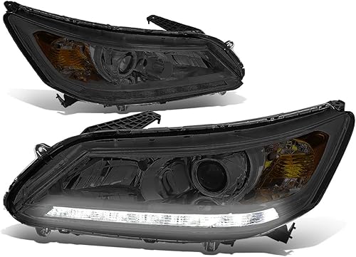 Auto Dynasty Conjunto de faros delanteros LED DRL compatible con Honda Accord 4 puertas Sedan 2013-2015, lado del conductor y del pasajero, lente