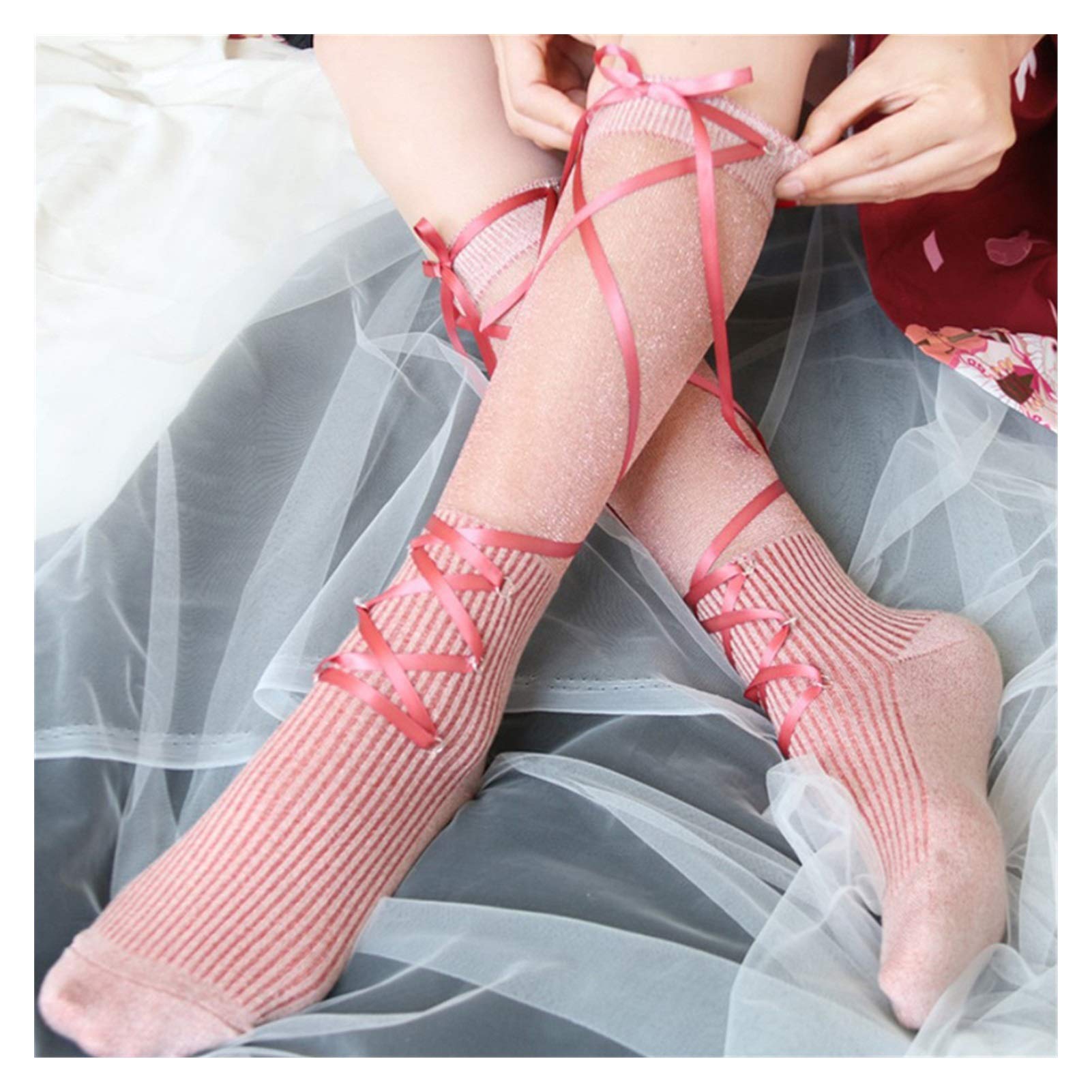 So-54 Schwarz Rosa Schleife Punkte Lolita Socken Ov Produktbild-Vorschau 6