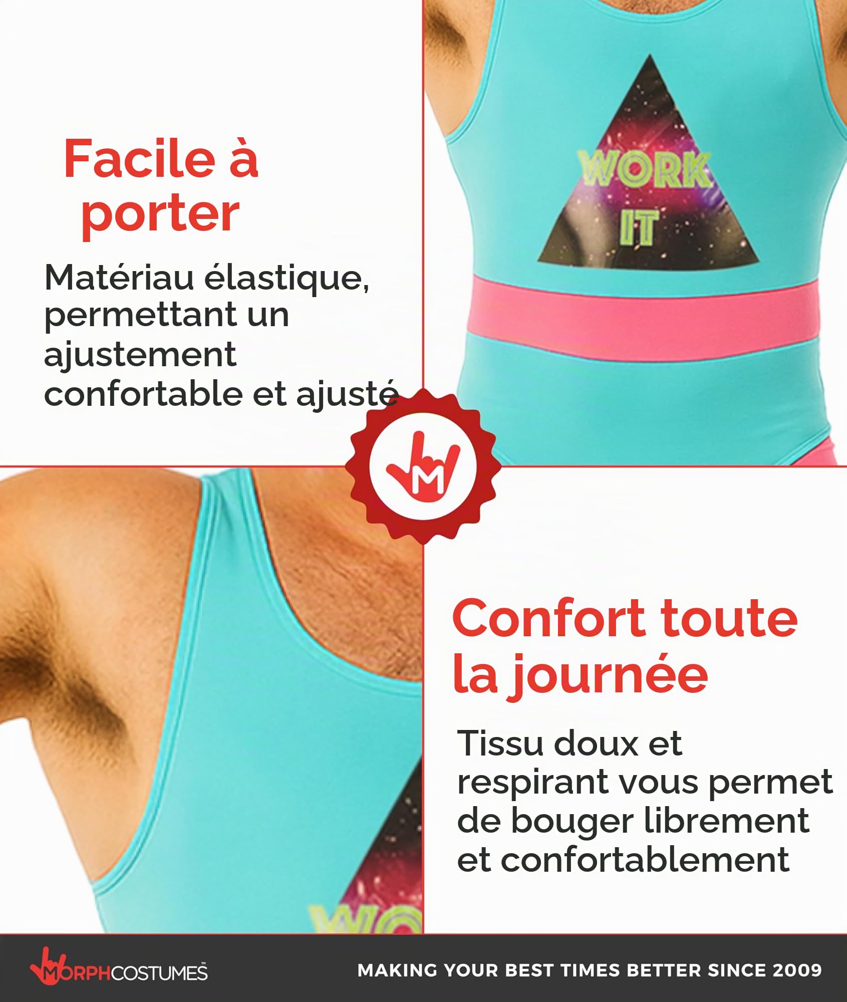 Fun Shack Deguisement Homme Annee 80, Déguisement Année 80 Homme, Déguisement Sport, Tenue Aerobic Adulte, Tenue Halloween Adulte, Costume Carnaval, Deguisement Evg