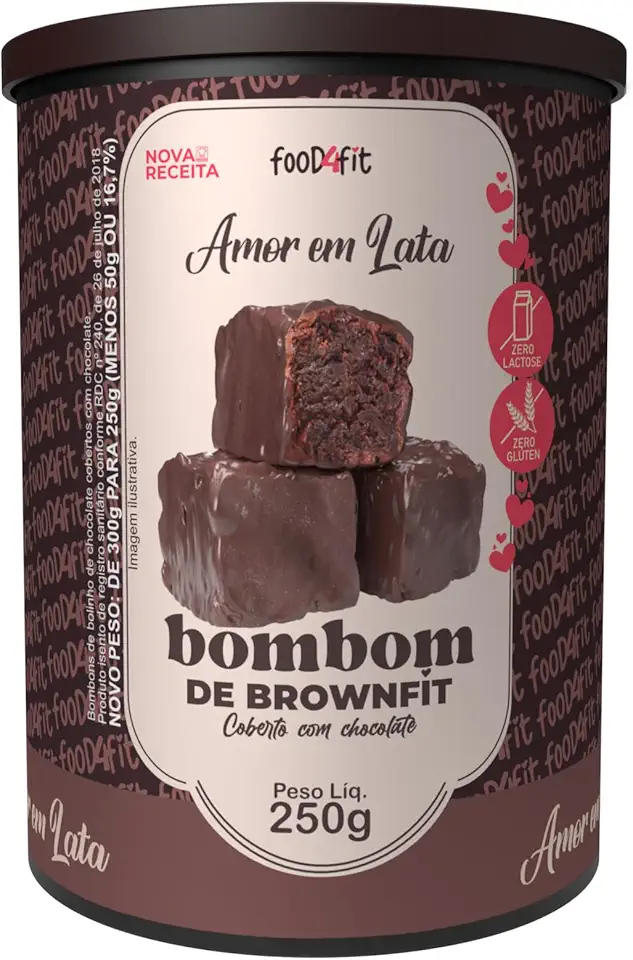 Bombom de BrownFit Sem Glúten E Lactose Chocolate Belga Com Whey Food4Fit 250g