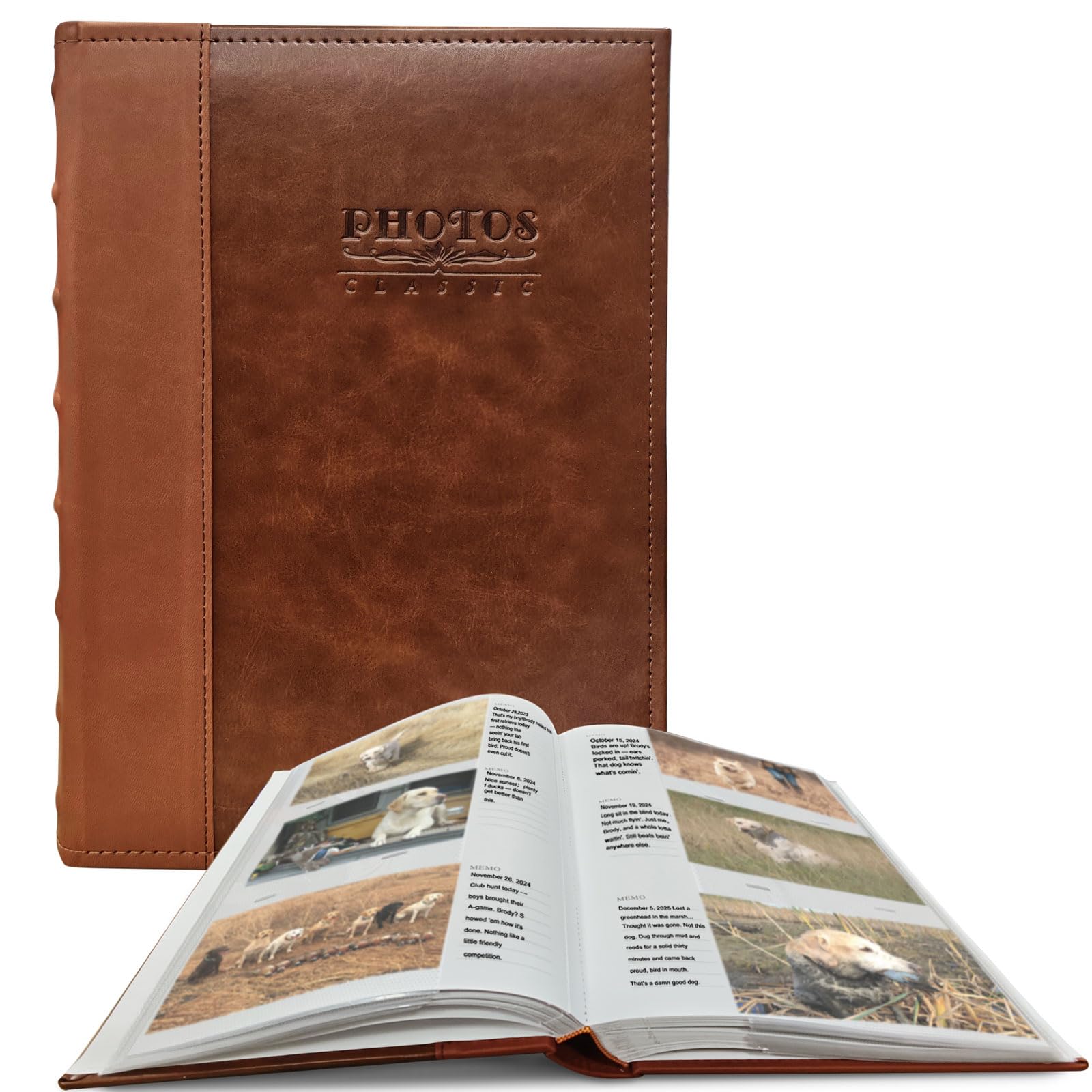 Álbum de fotos de caza de 4 x 6 pulgadas: 300 bolsillos deslizantes, gran capacidad, cubierta de piel sintética, álbum de fotos con espacio para escribir, para viajes, familia, boda, niños, graduación