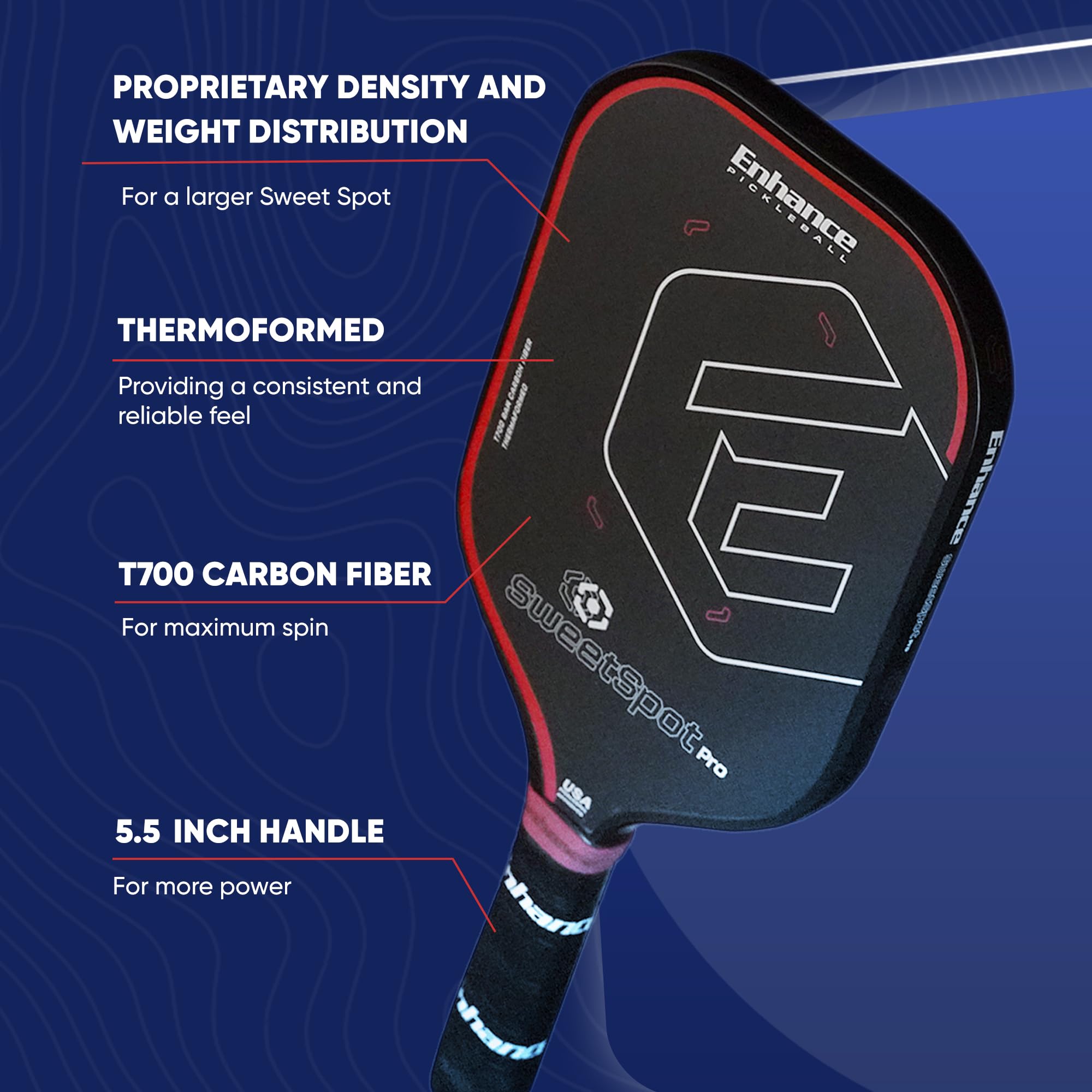Amazon.co.jp: Enhance Pickleball SweetSpot Proパドル - カーボン