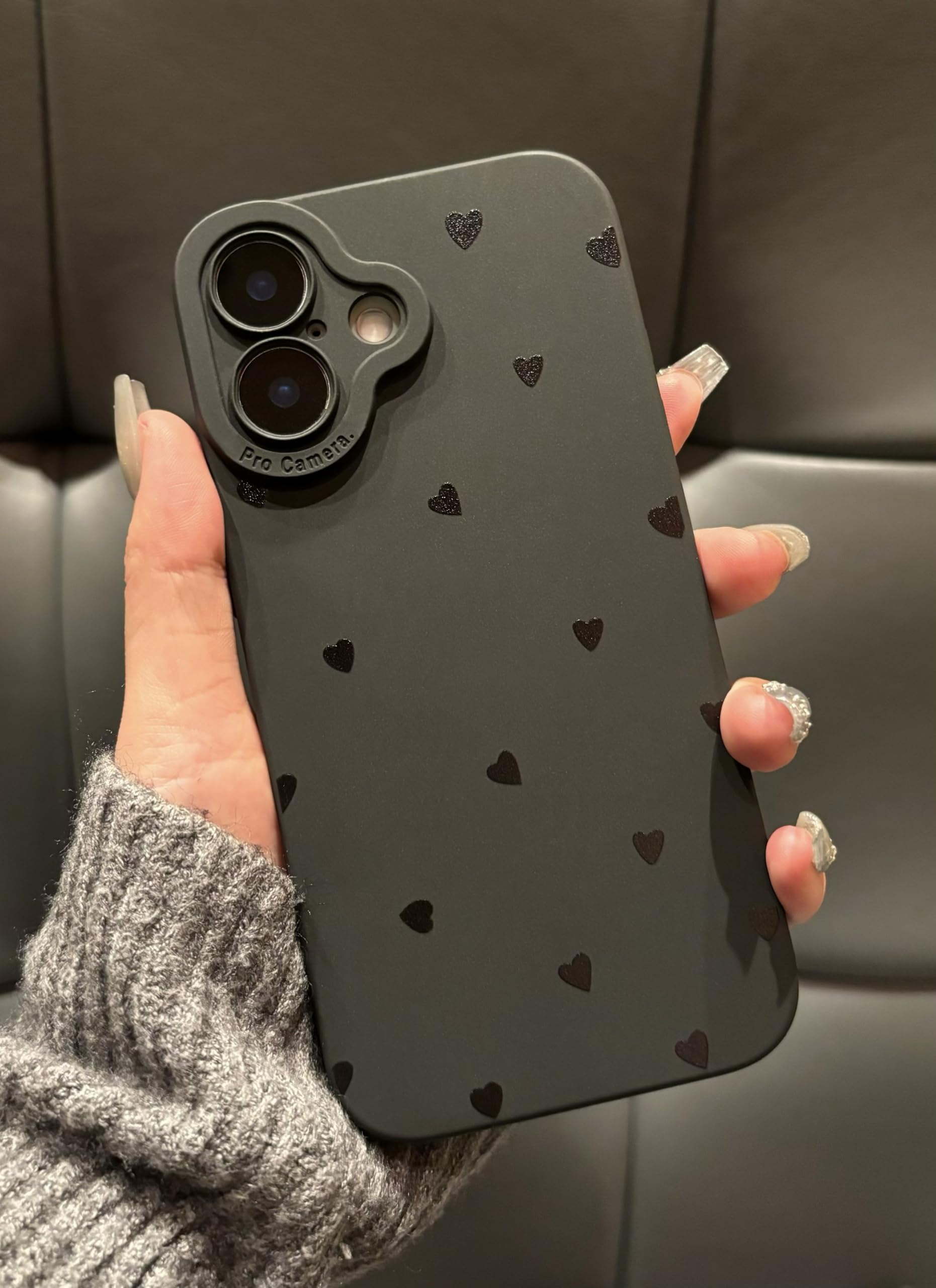 Jusnfu for iPhone 16 Case 6.1 Inch 2024, Aesthetic Love Hearts Print Phone Case for Women Girls Men, Slim Silicone Protective Phone Cover for iPhone