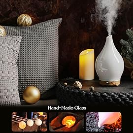 Porseme 150ml Essential Oil Diffuser Glass Color Changing Aroma Air Diffusers Aromatherapy Ultrasonic Cool Mist Humidifier 6 Running Hours Waterless Auto-Off for Sleeping Yoga Office Spa (White Jade)