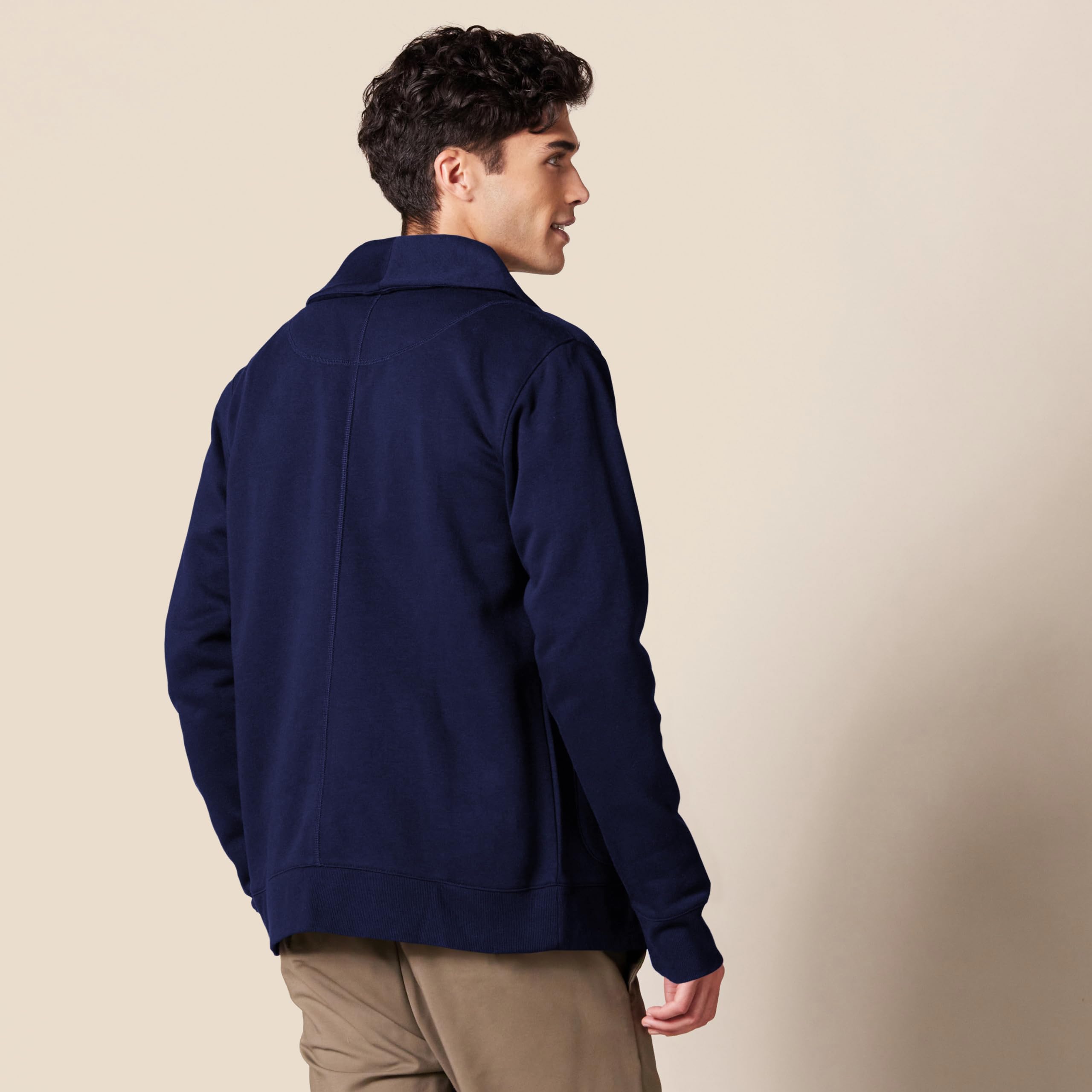 Amazon Essentials Homme Cardigan à Manches Longues et Col Châle, en Molleton