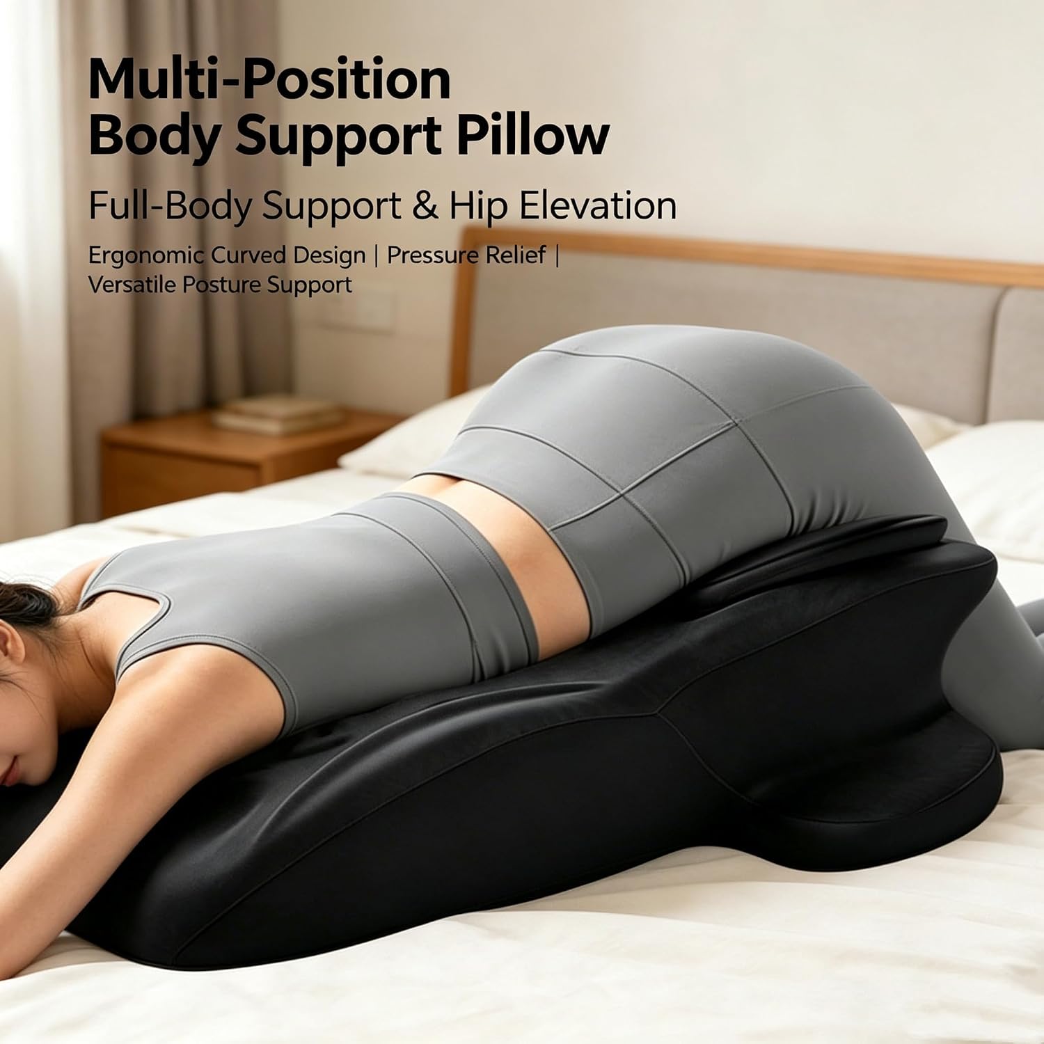 Extra Large Memory Foam 27° Ergonomic Wedge Pillow, Elevated Support Cushion for Acid Reflux, GERD, Neck Waist Back Pain, Multi-Use for Sleeping Reading Prone Post Surgery, Removable Washable Cover