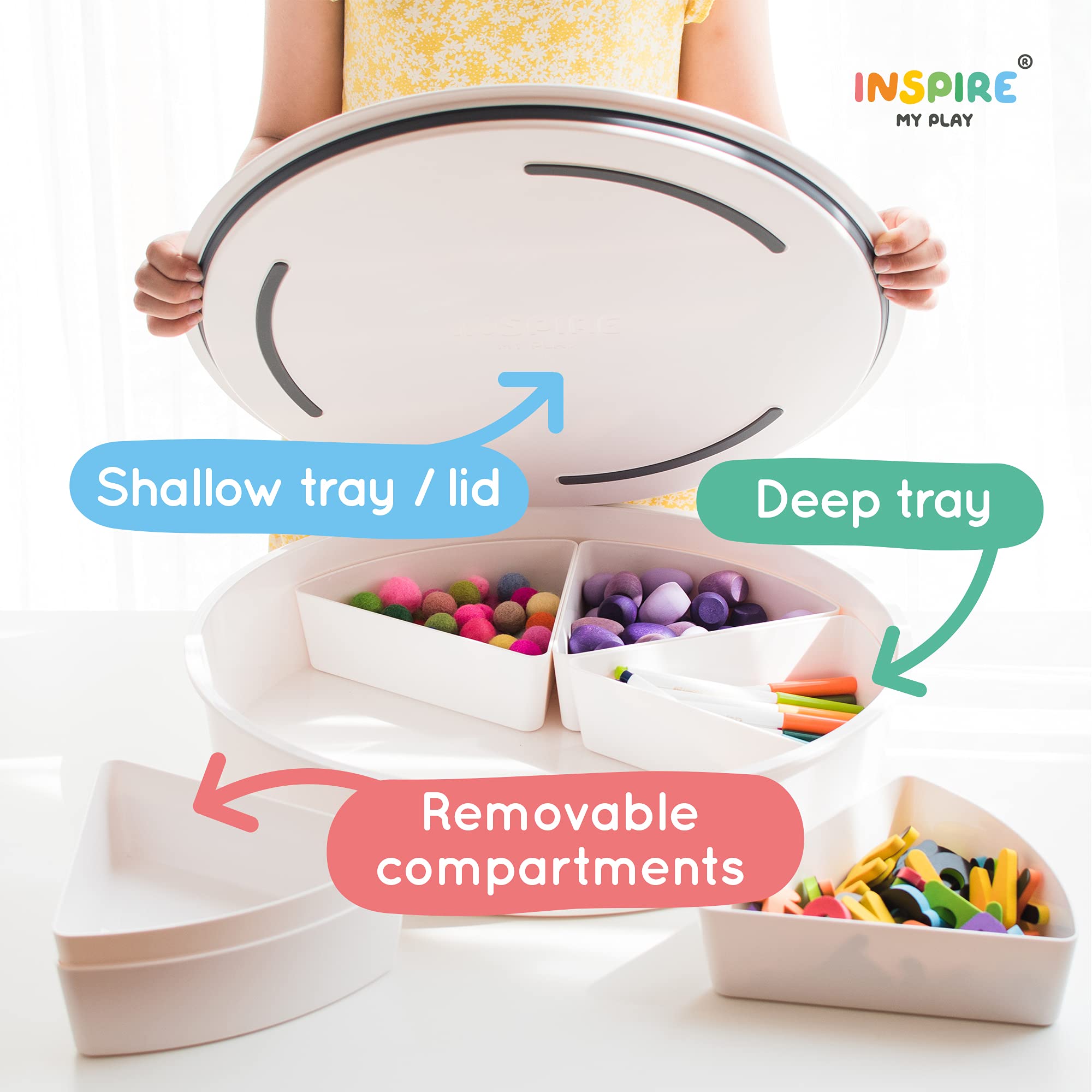 Inspire My Play Sensory Bin with Lid and Removable Storage Inserts
